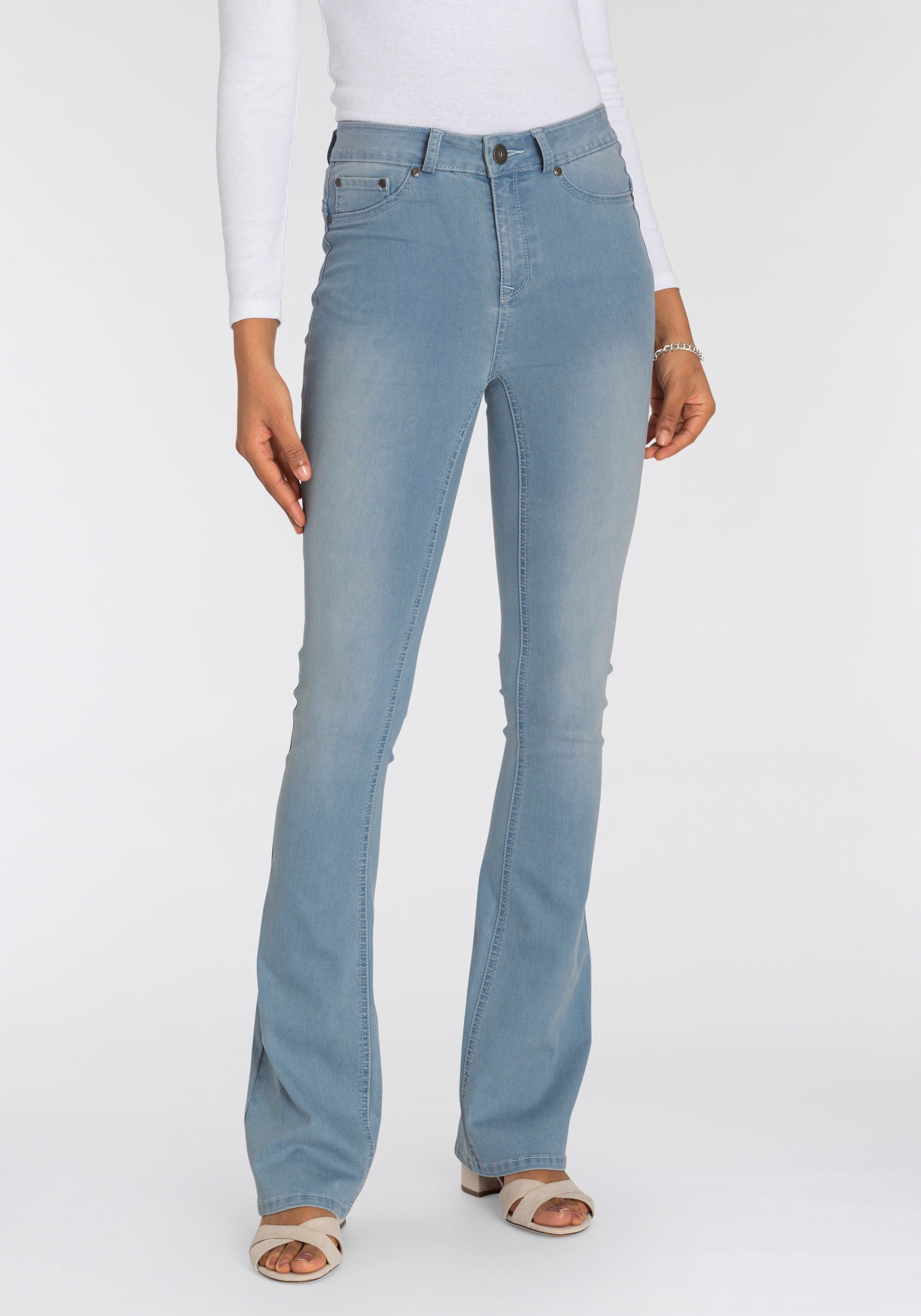 Stretch Bootcut-Jeans Waist bleached mit Shapingnähten Arizona Ultra High