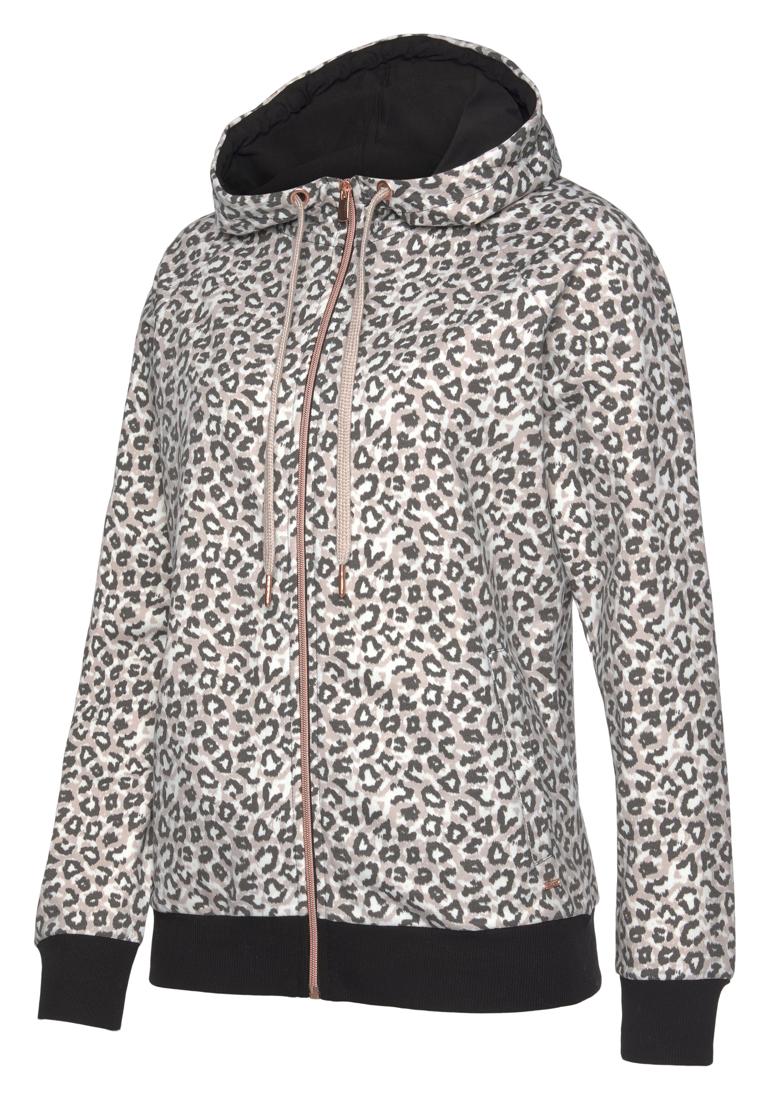 LASCANA Kapuzensweatjacke Sweatshirtjacke mit Details in Roségold, Loungewear