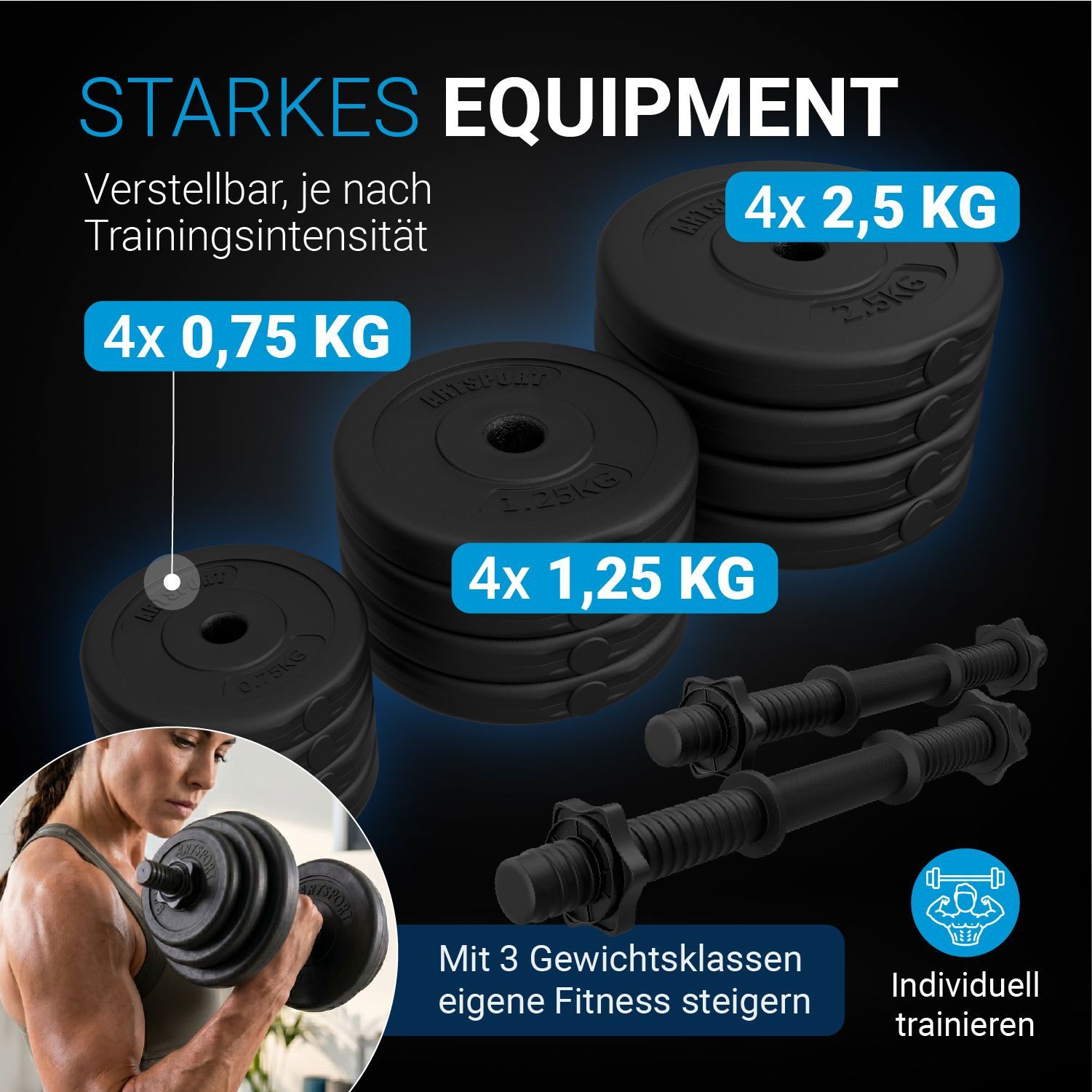 ArtSport Hantel-Set, 2er Hantelset mit 2 Kurzhanteln und Sternverschlüssen