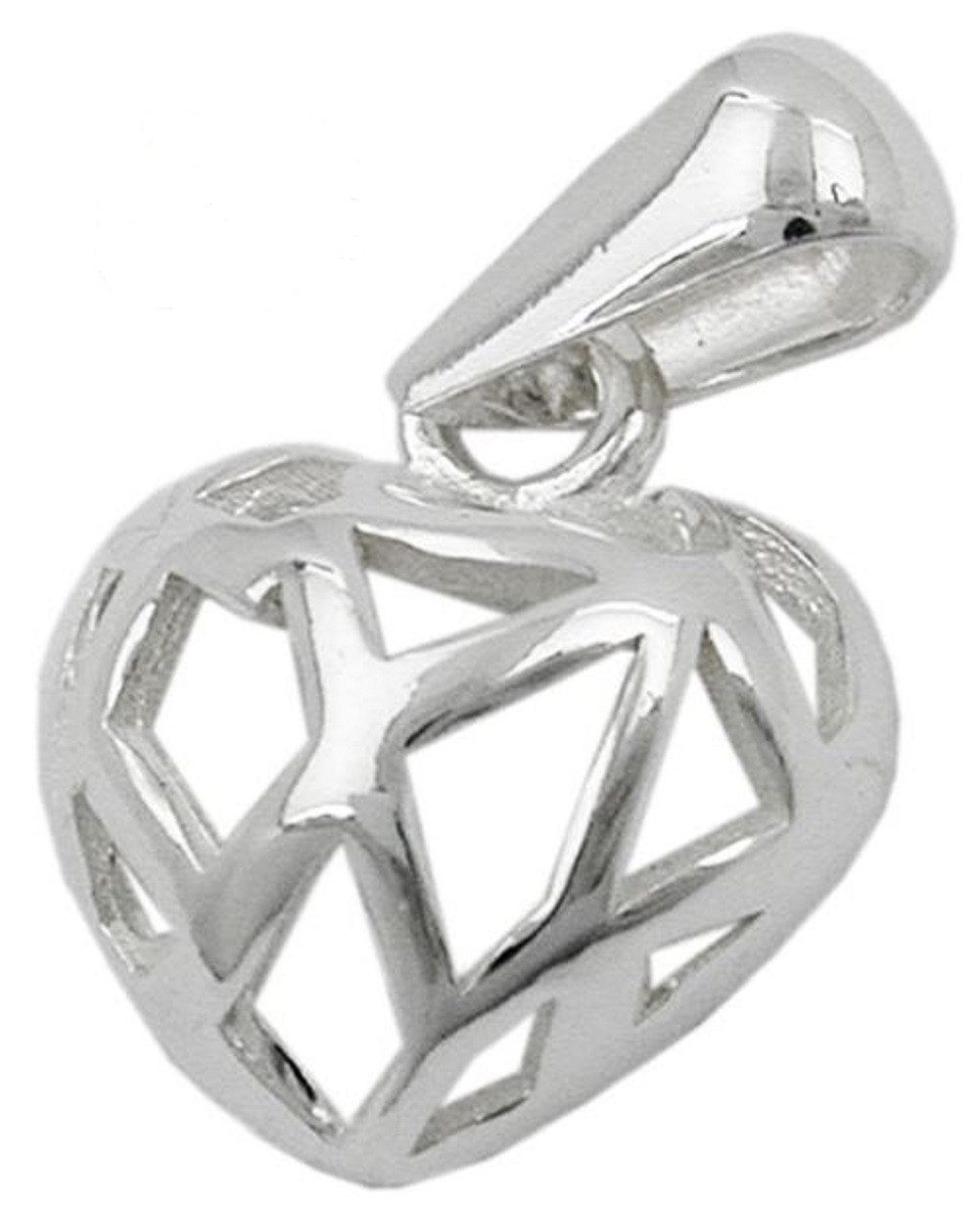 Herzanhänger Anhänger Herz durchbrochen 925 Silber 11 x 10 mm