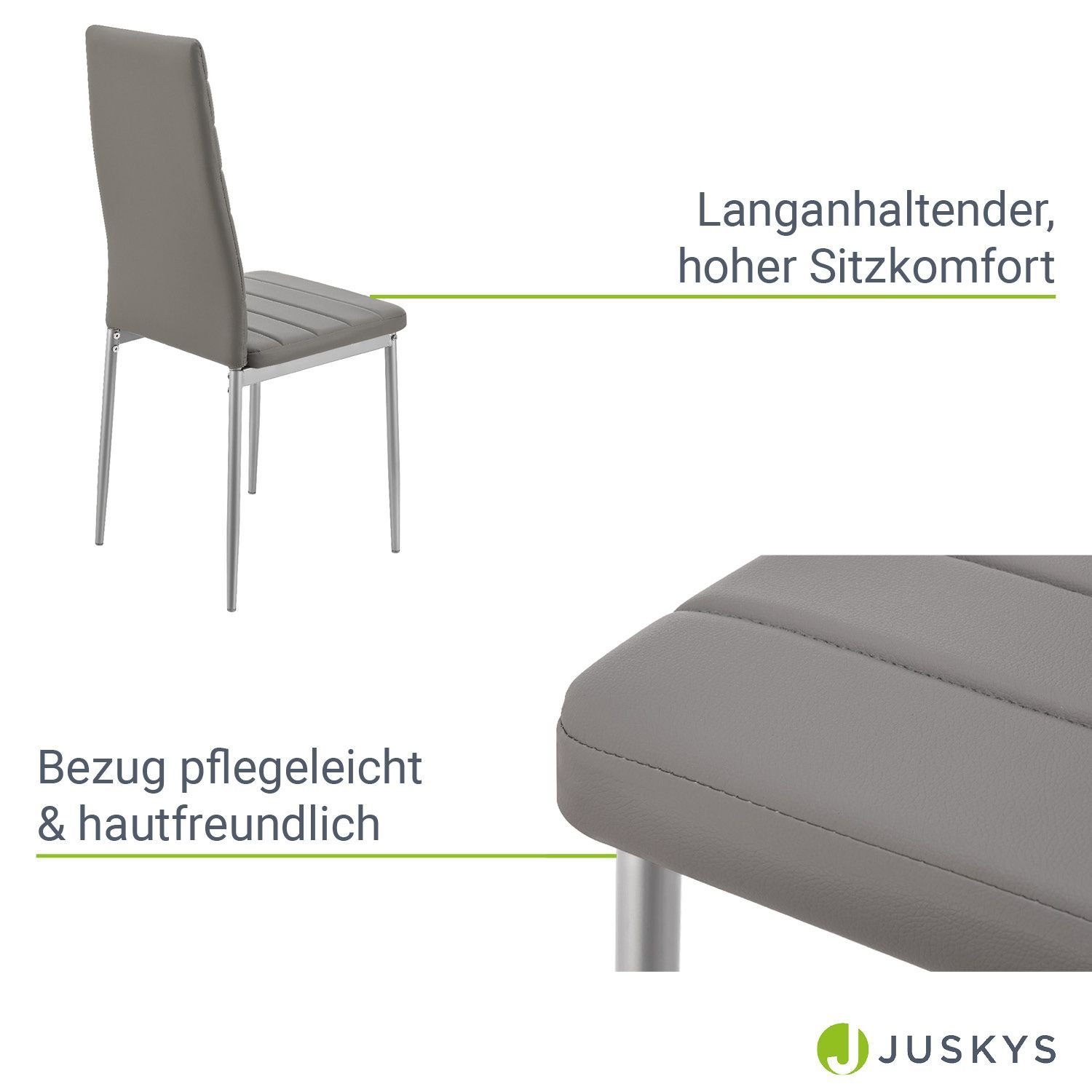 Juskys Loja modern Grau Esszimmerstuhl pflegeleicht, bis bequem, St), 120 kg (2 belastbar und