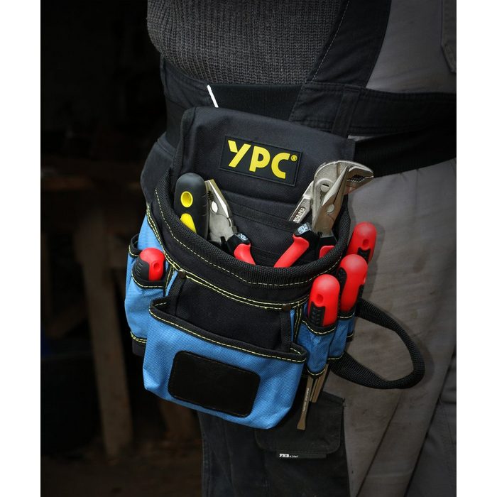 YPC Werkzeugtasche &quot;Presto&quot; Gürteltasche XL 27x21x13cm 5 kg Tragkraft Werkzeuggürtel großer Gürtel mit offenen Fächern Halterungen und Schlaufen