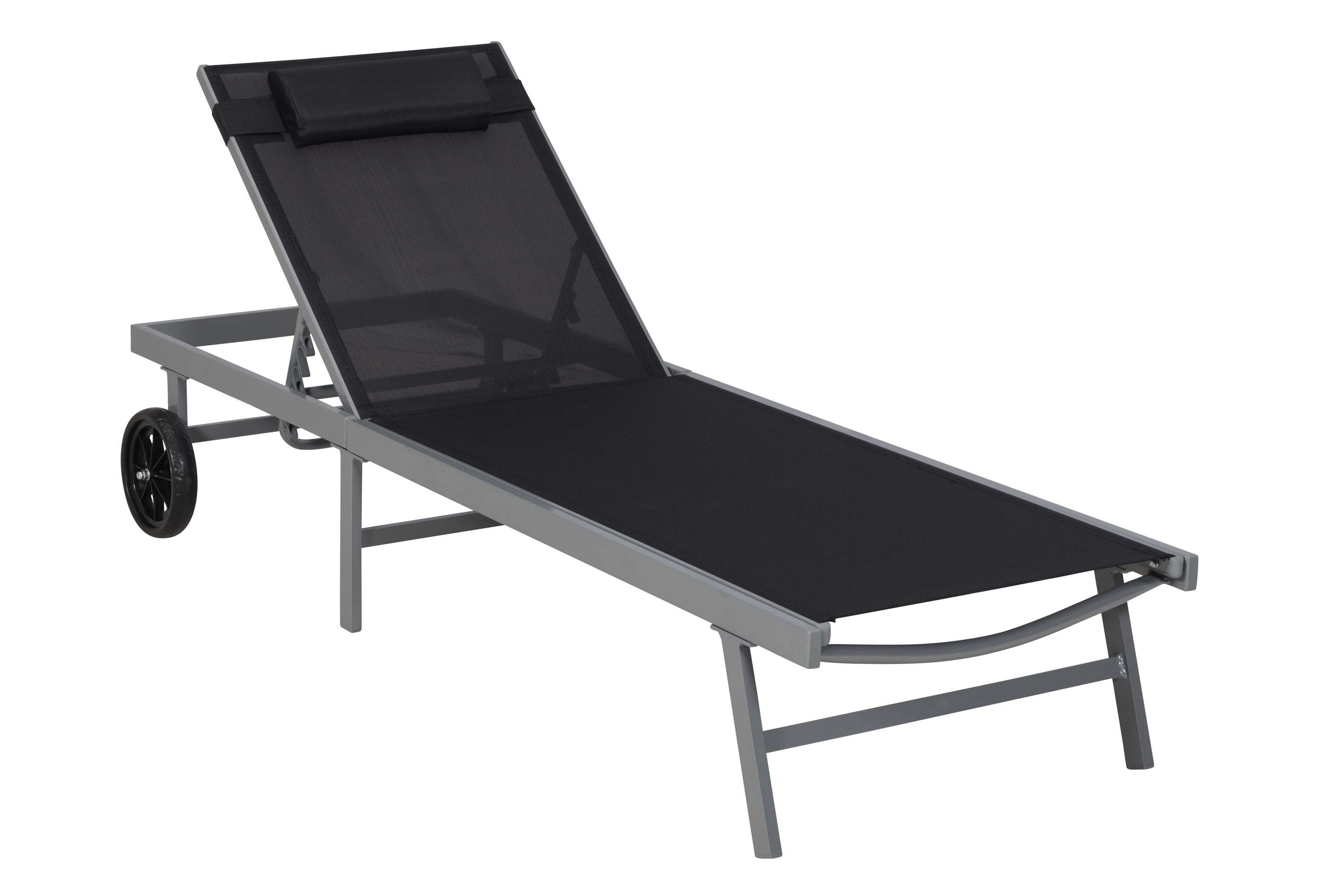 MERXX Gartenliege Tessin, Set, 1 Gartenliege mit Kopfkissen, mit Rollen, verstellbares Kopfteil, inkl. Kopfkissen