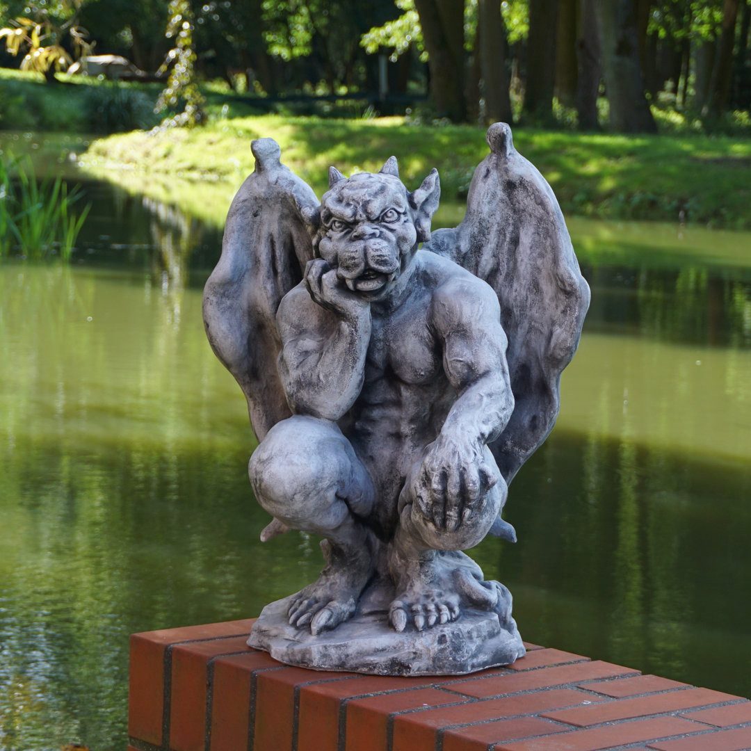gartendekoparadies.de Gartenfigur Gargoyle Statue mit Flügeln, H. 60 cm, 49 kg, Frostsicher
