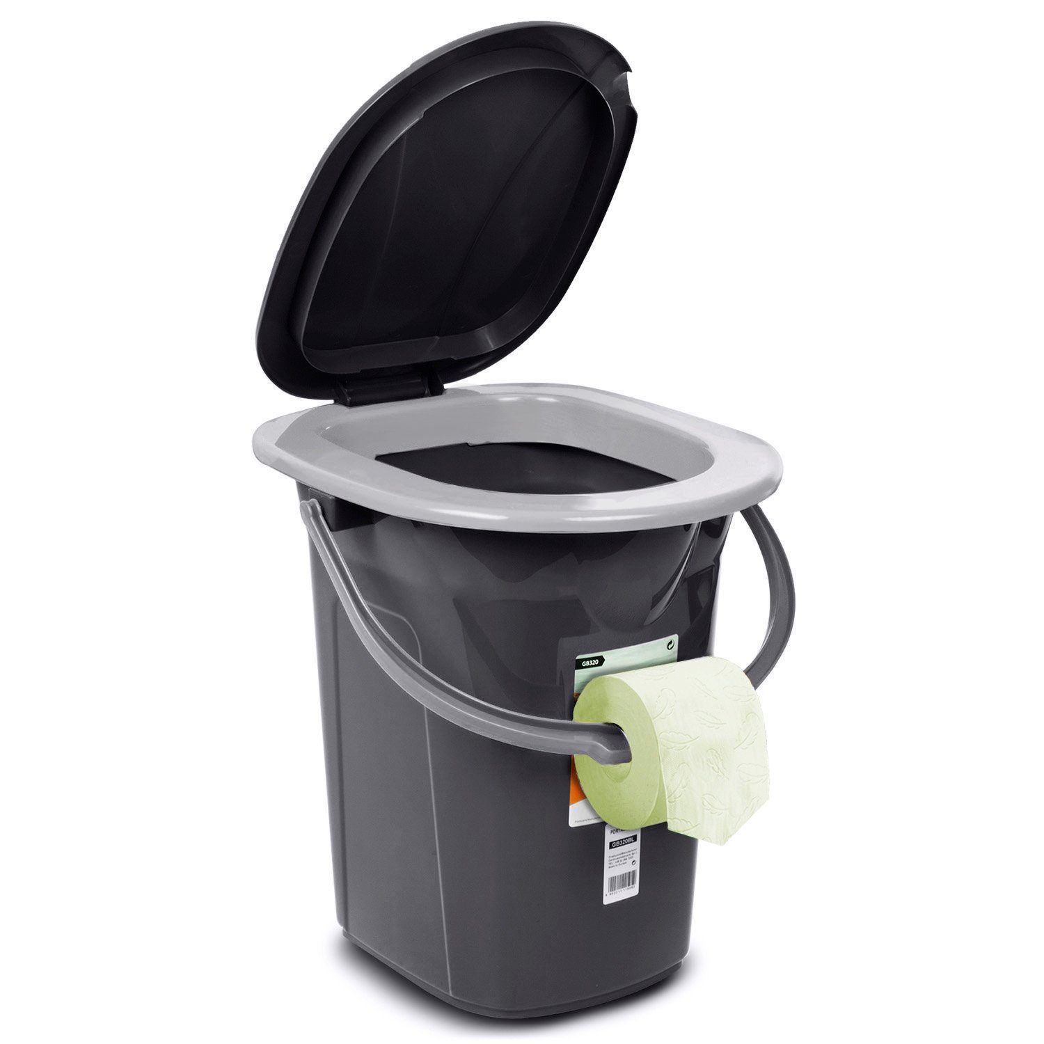 GreenBlue Campingtoilette GB320 Tragbarer Toiletten-Eimer mit Tragegriff 19L, Toilettenpapierhalter, Auskipp-Hilfe für Camping, Wohnwagen, Boot – Bild 3 von 5