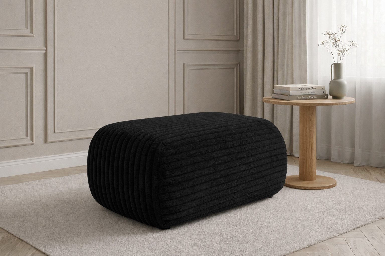 Kaiser Möbel Pouf Sitzpouf für Wohnzimmer, Cordstoff Tilia, BIS, zusätzliche Sitzgelegenheit Fußhocker zum Sofa oder Ecksofa