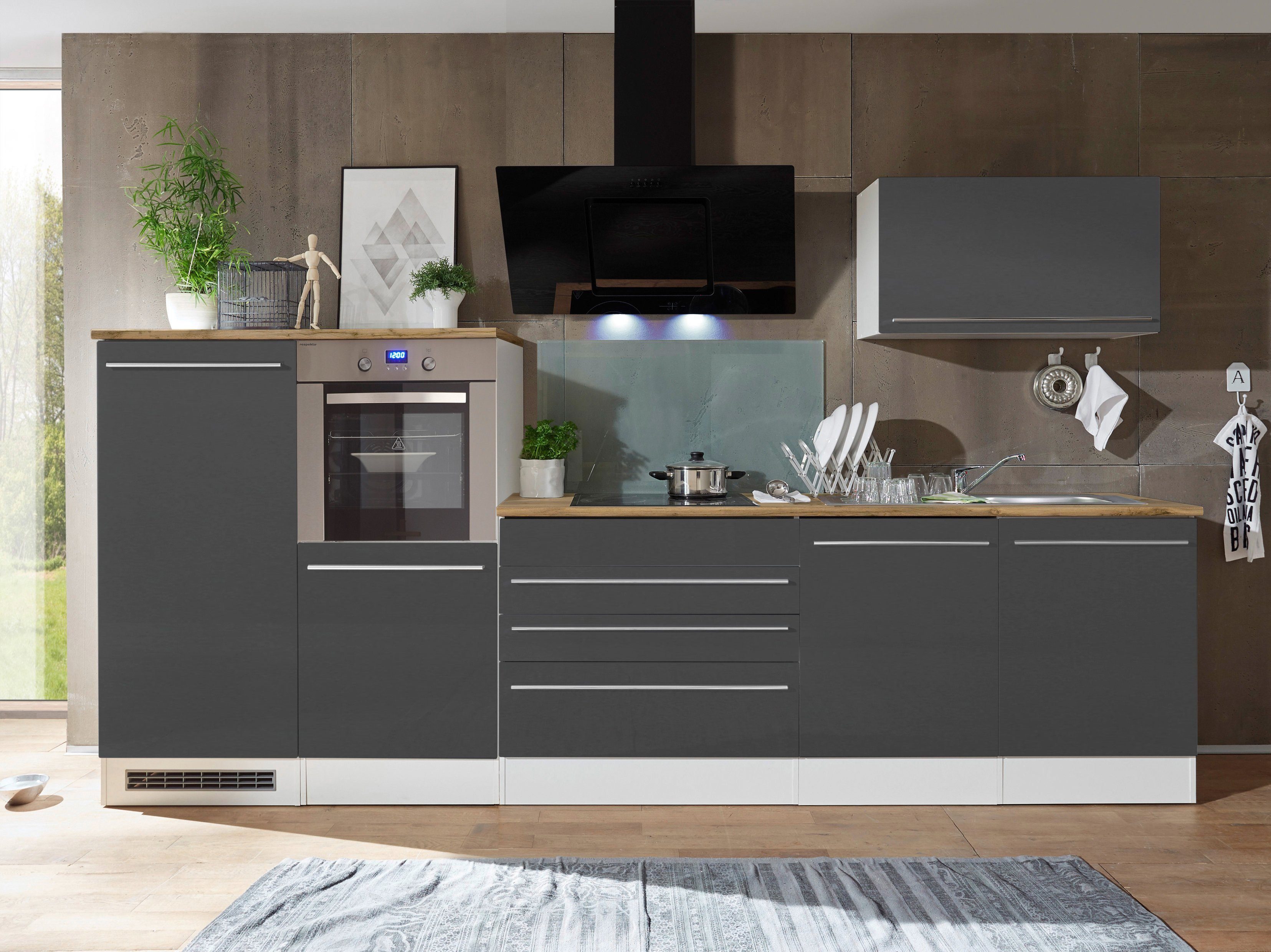RESPEKTA Küchenzeile Palma aus der Serie Gabriel, mit E-Geräten,  Gesamtbreite 320 cm