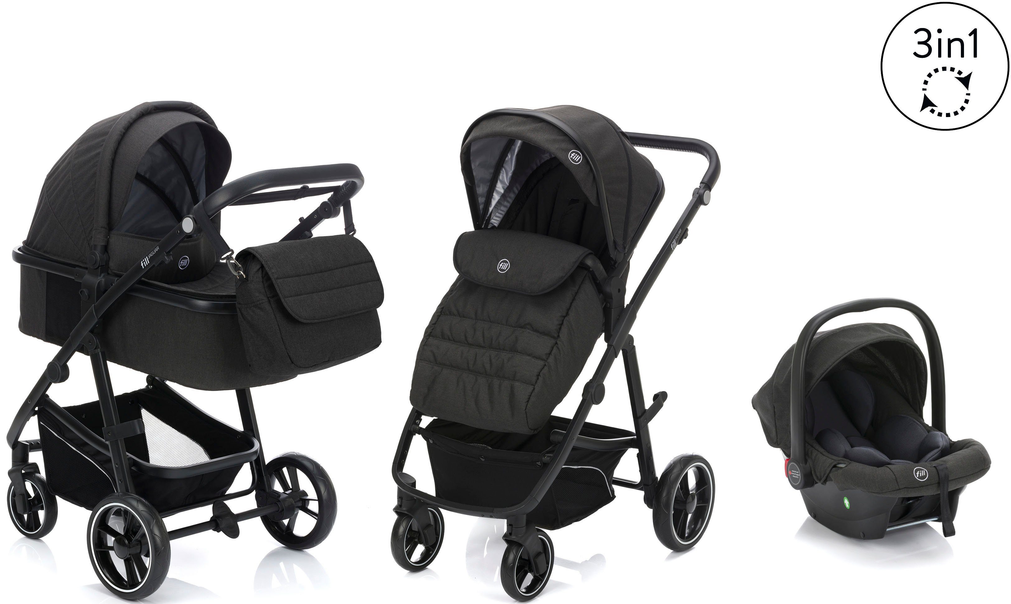 Fillikid Kombi-Kinderwagen Jaguar, (Set, 9-tlg)