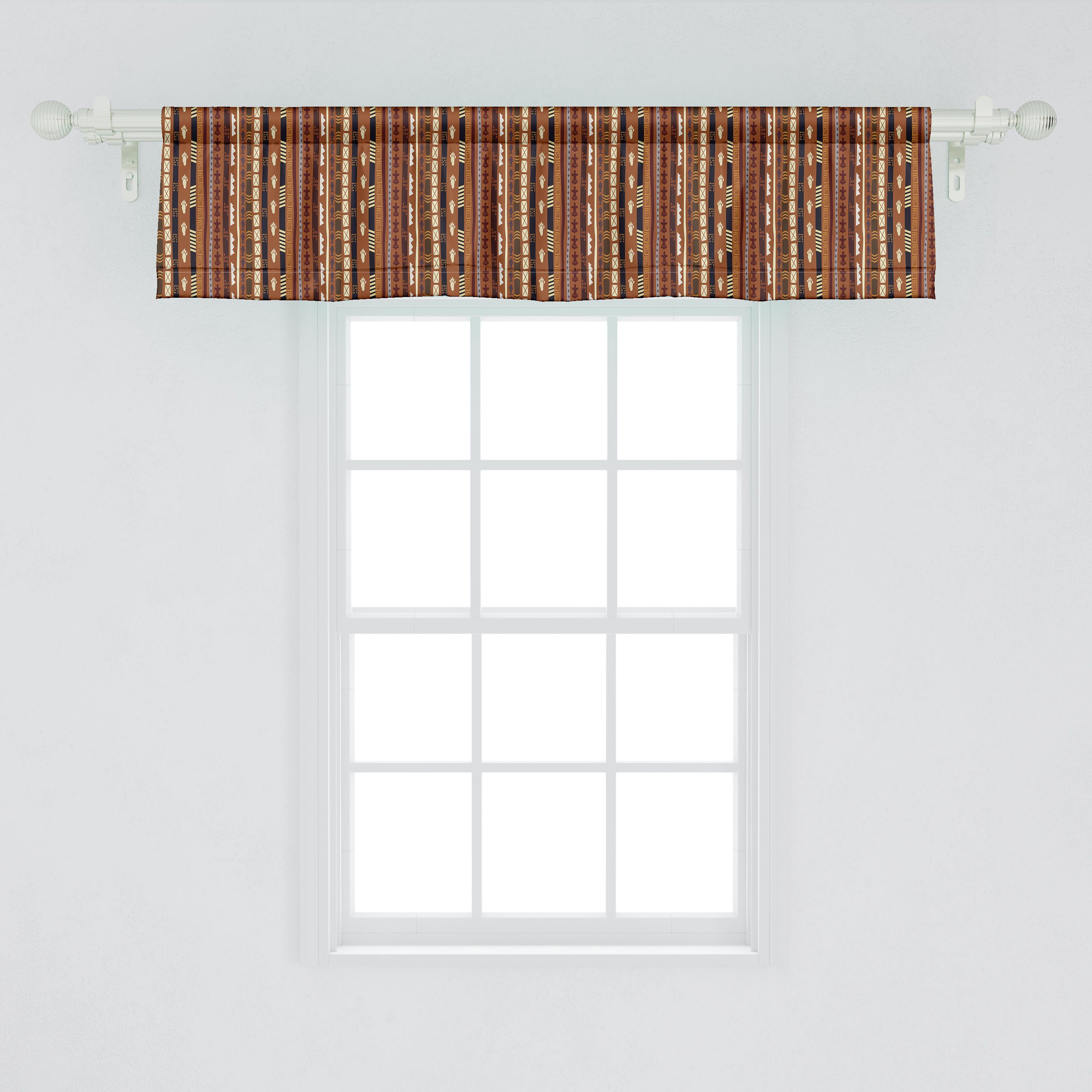 Scheibengardine Vorhang mit Volant Microfaser, Zusammenfassung Dekor Stangentasche, für Stammes Schlafzimmer Küche Detail-Streifen Abakuhaus