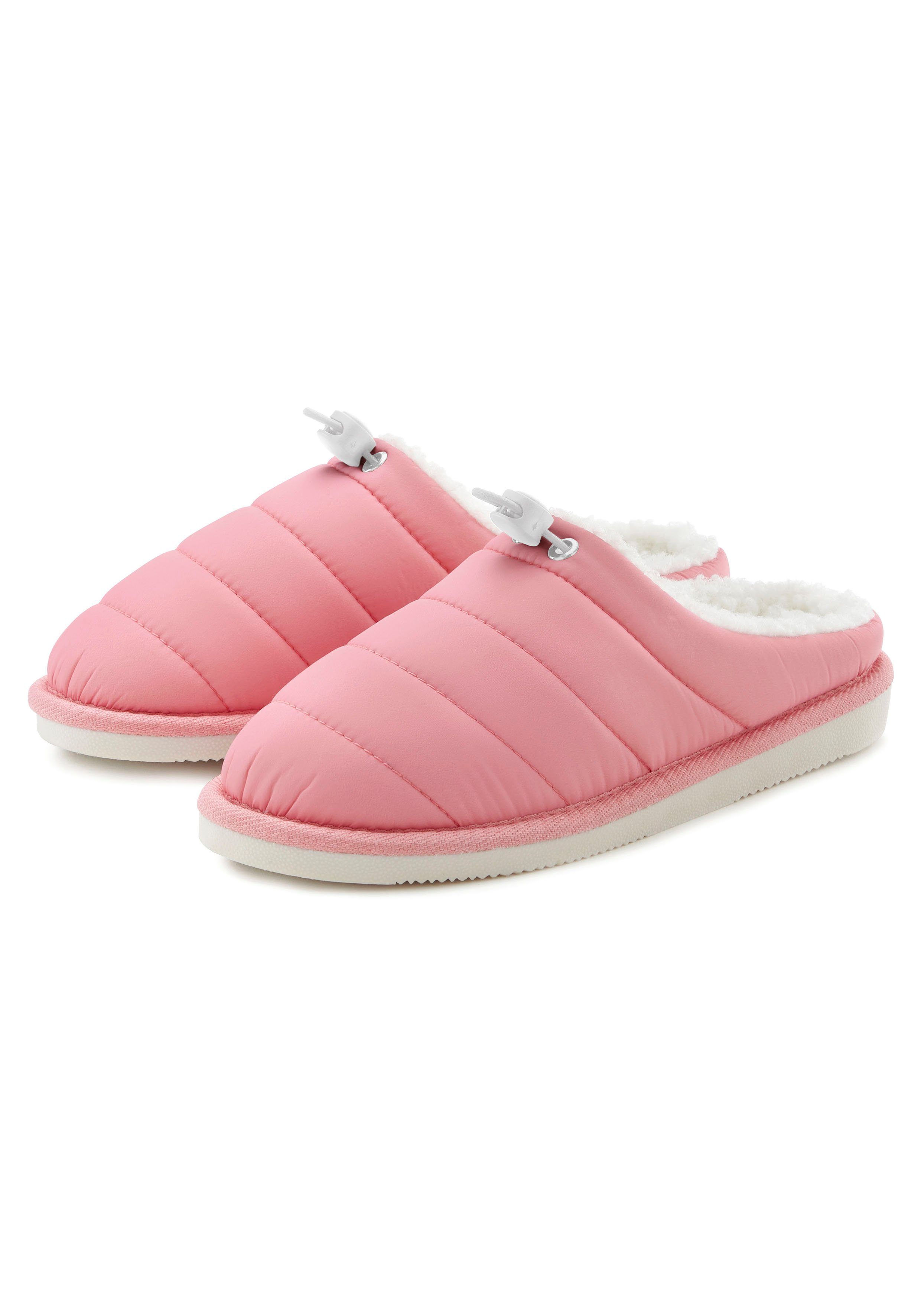 Vivance Hausschuh Pantolette, Pantoffel, Clog mit raffiniertem Kordelzug VEGAN rose