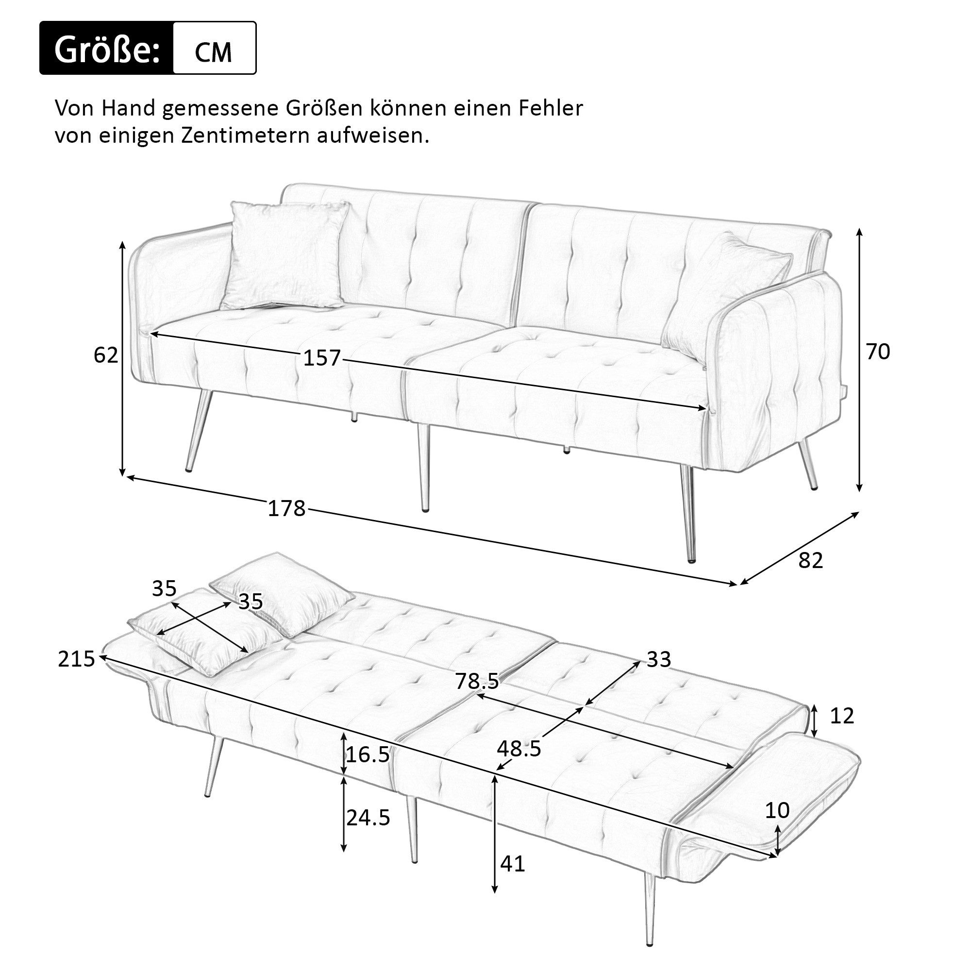 Ulife Schlafsofa 2-in-1 Zweisitzer-Schlafsofa, Klappsofa mit günstig online kaufen