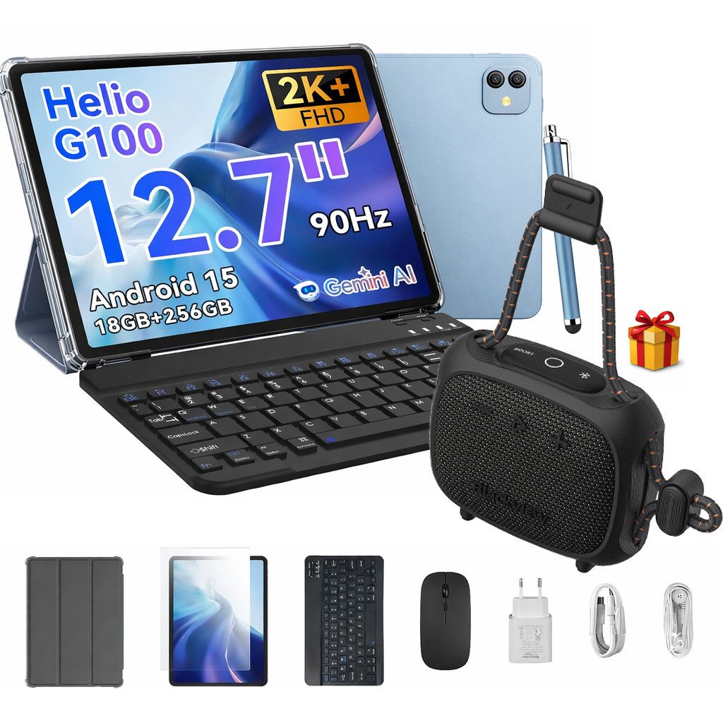 blackview 12.7" Link 8 2K+ 90Hz Android 15 incl. Aurabass Tablet (256 GB, Android 15, 4G LTE, 12,7 zoll, Android 15, 8400mAh, G100, 256GB)