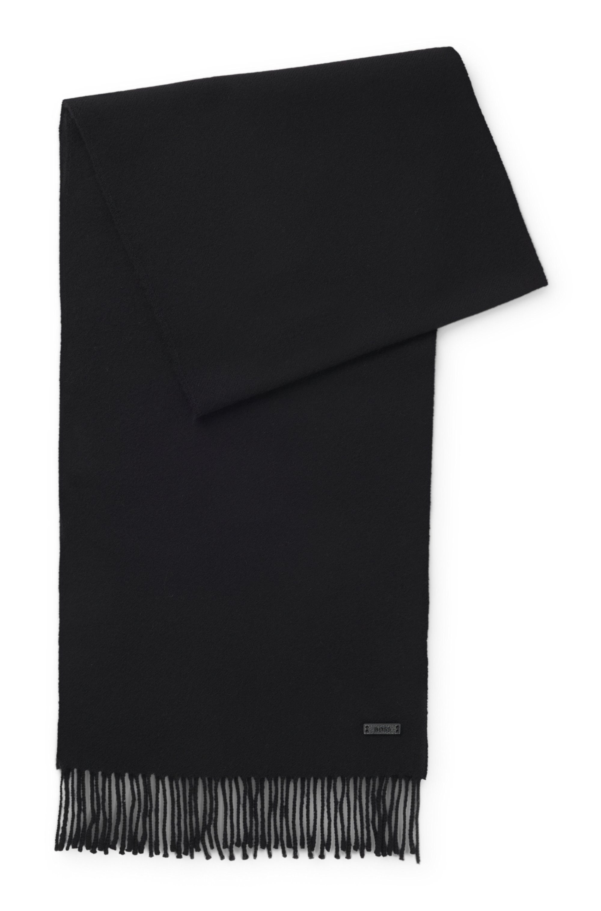 BOSS Wollschal Naster 35*180, mit gedrehten Fransen 100% Wolle Lederlabel Premium Quality