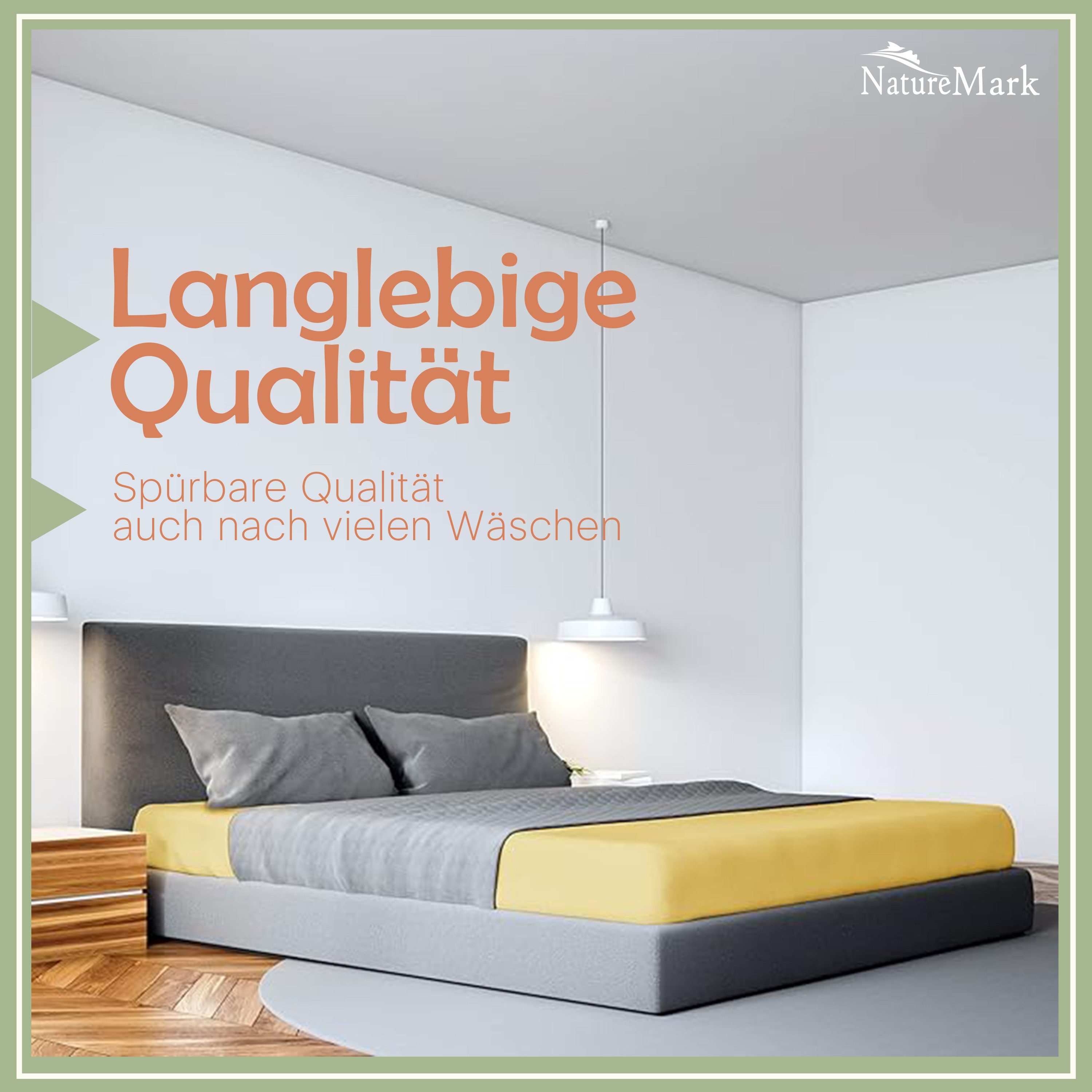 NatureMark Spannbettlaken Mikrofaser Spannbetttuch, Polyester, Gummizug: rundum, viele Größen und Farben Markenware, 90x200cm, Gelb – Bild 3 von 5