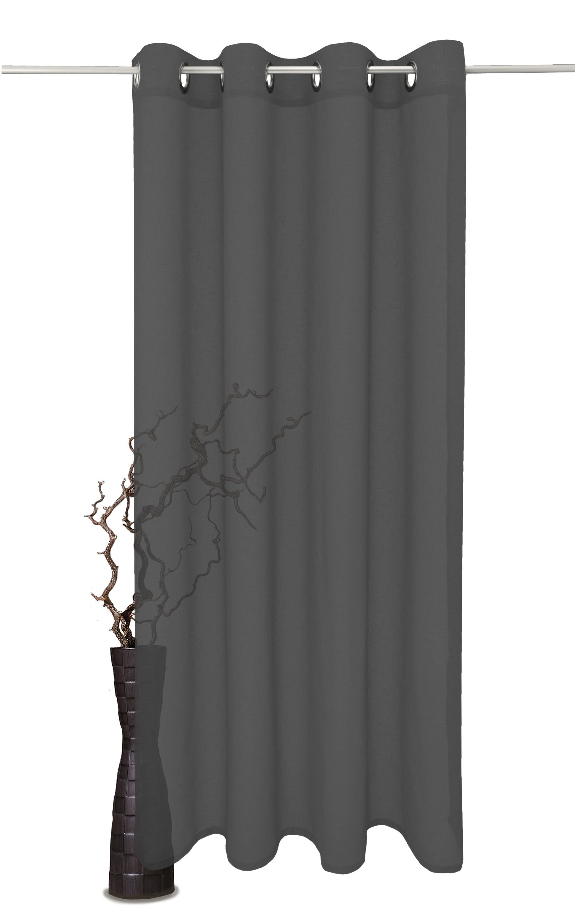 Vorhang nach Maß Milla, VHG, Ösen (1 St), Gardine in Leinenoptik schwarz