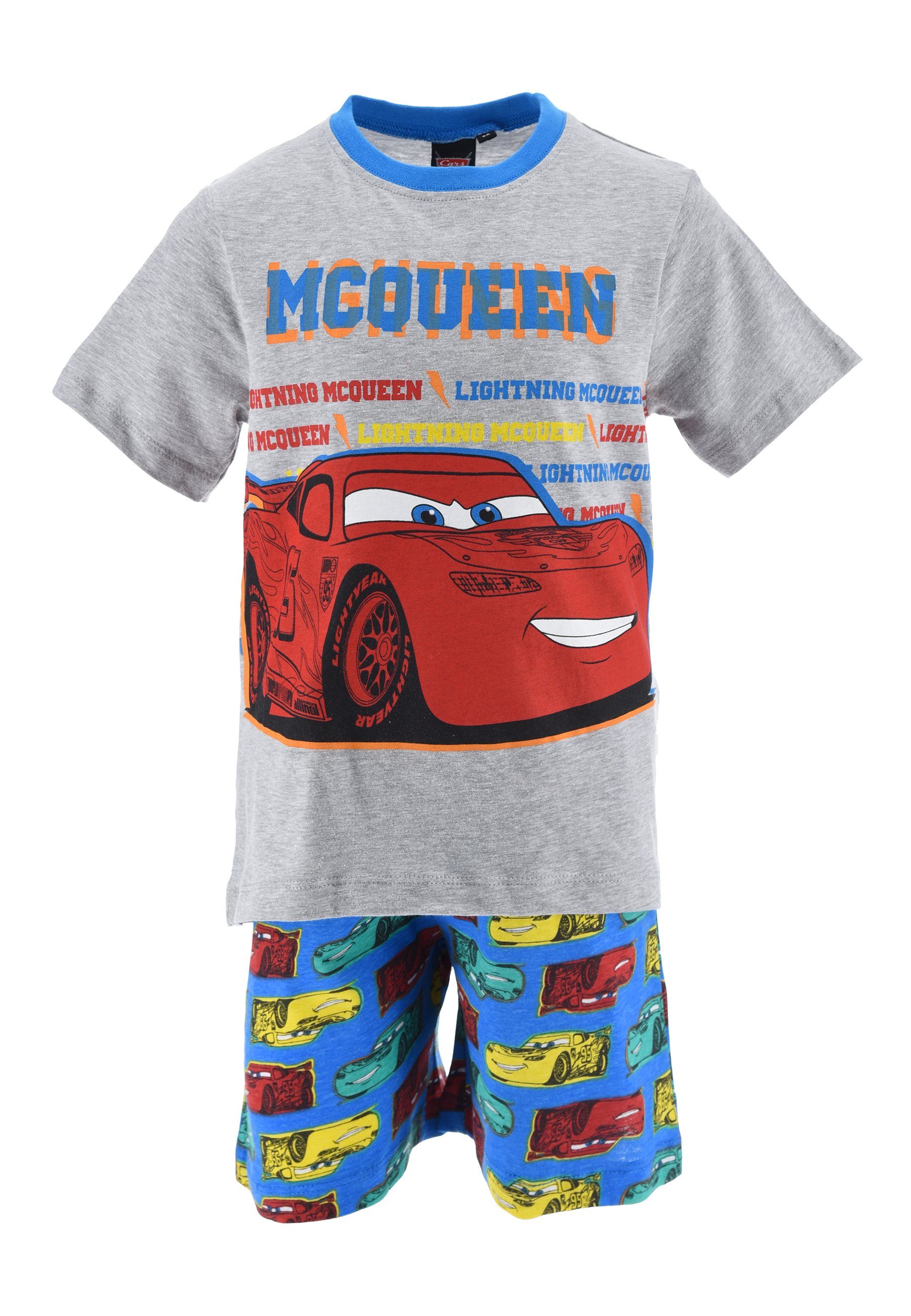 Disney Cars Shorty Lightning McQueen Kinder Jungen Pyjama Schlaf-Set (2 tlg) Blau