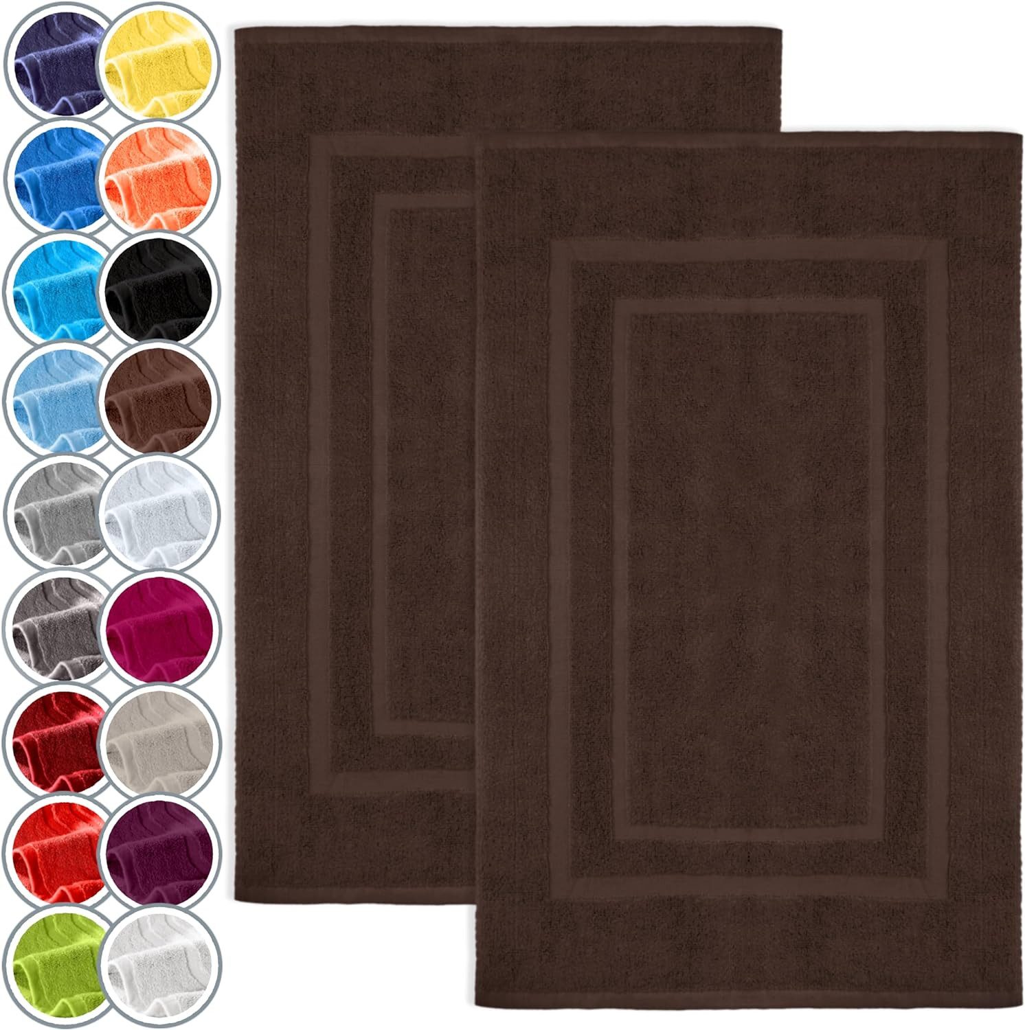 NatureMark Badematte 2er-Set Badvorleger 50x80cm, strapazierfähig, Baumwolle, rechteckig, Badematte 2-tlg., Duschmatte Duschvorleger, Premium Qualität, 50x80cm, Schoko braun