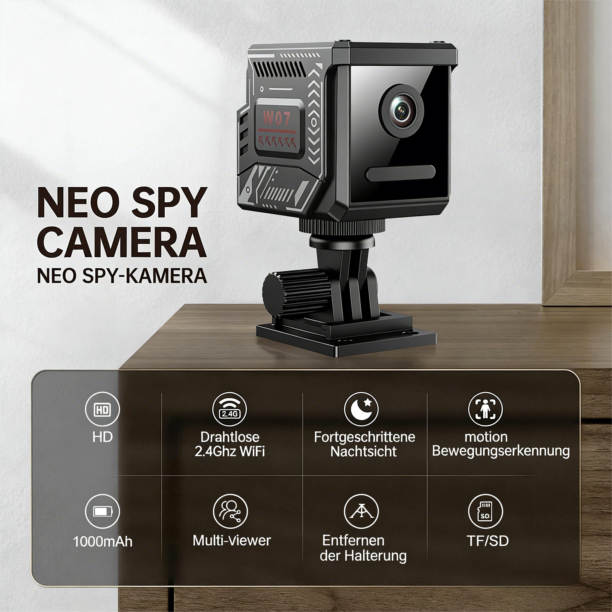 Toomoke Überwachungskamera Mini Kamera,1080p HD,IR-Nachtsicht,WiFi Wireless,Alarme (Überwachungskamera innen,Lange Standby WiFi Kamera, 1-tlg.,Intelligente Erkennung, Bewegungserkennung & Cloud-Speicher, Live Übertragung Handy APP,für Startseite Büro Sicherheit)