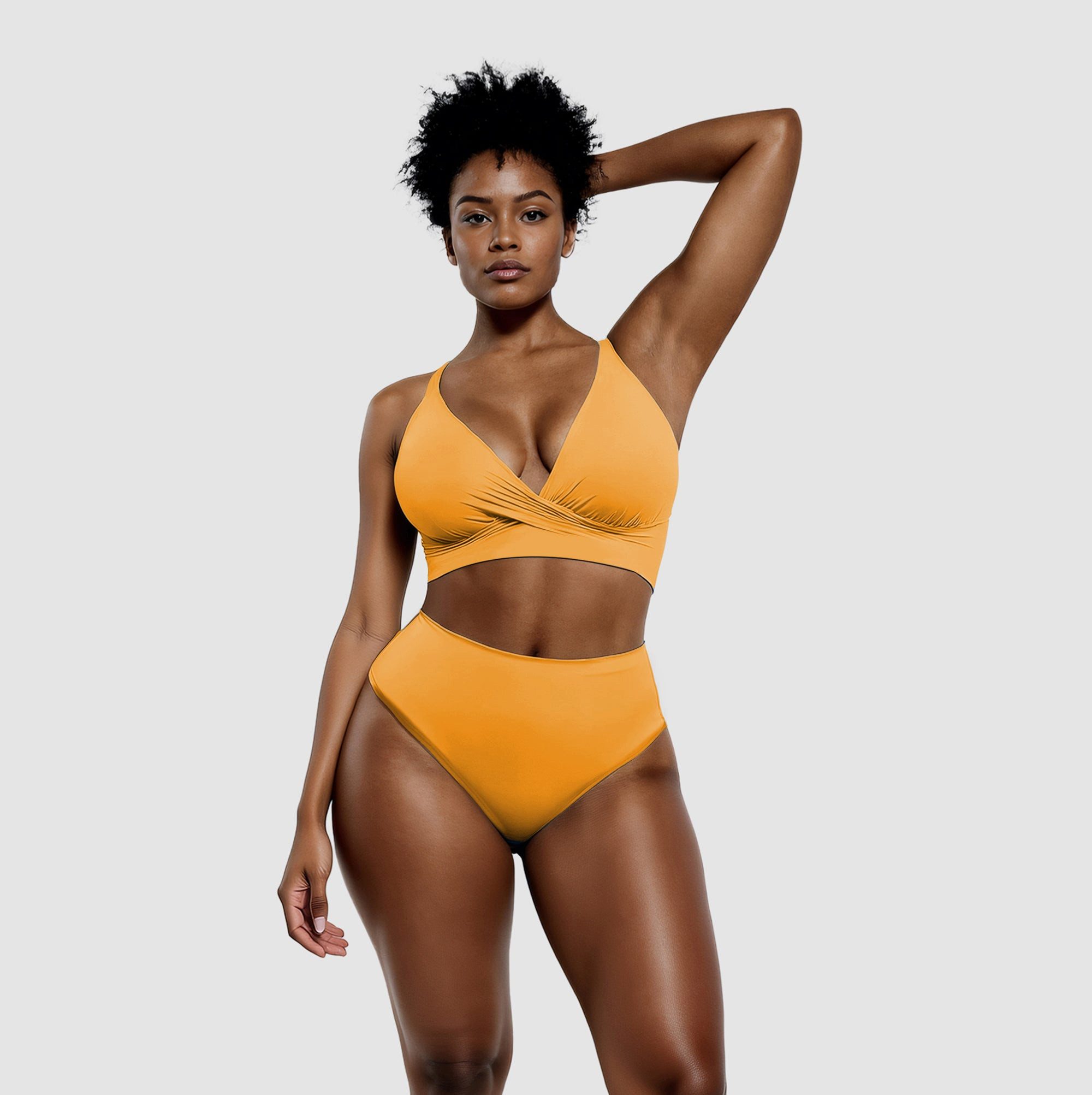 Creamy Fabrics Badeanzug Twist Bikini mit Shaping Bikinihose-Neon Orange-L günstig online kaufen