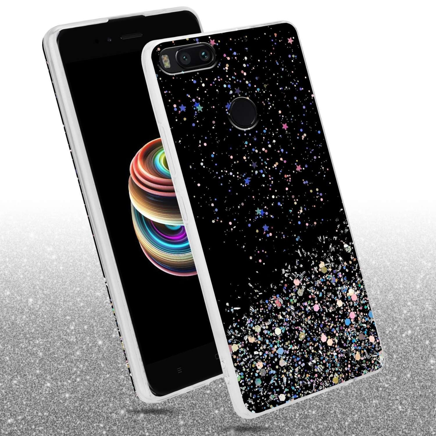 Cadorabo Handyhülle für Xiaomi RedMi A1 Hülle Xiaomi RedMi A1, Flexible TPU Silikon Handy Schutzhülle - Hülle - mit Glitzer