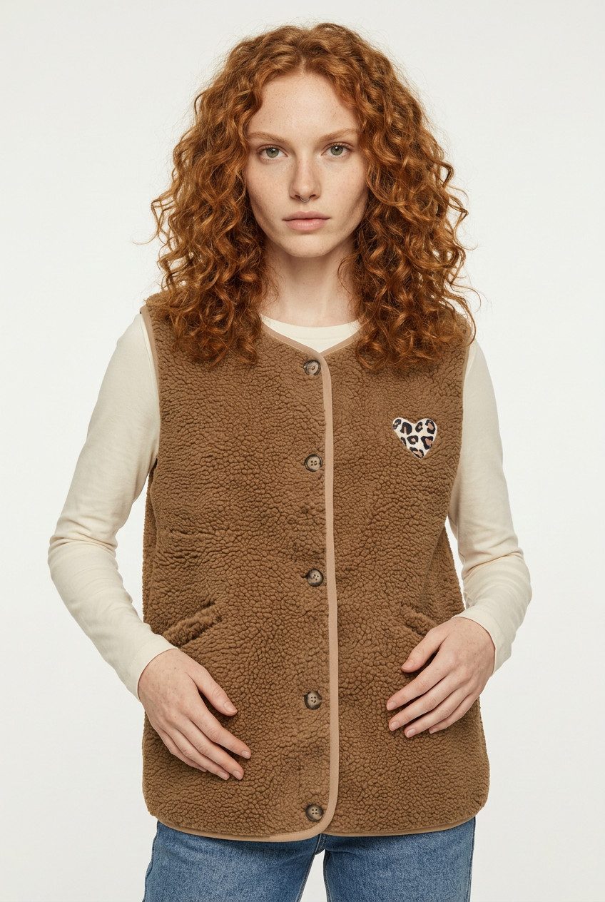 ONLY Plüschweste ONLBABY LIFE TEDDY VEST PNT CS Kunstfaser