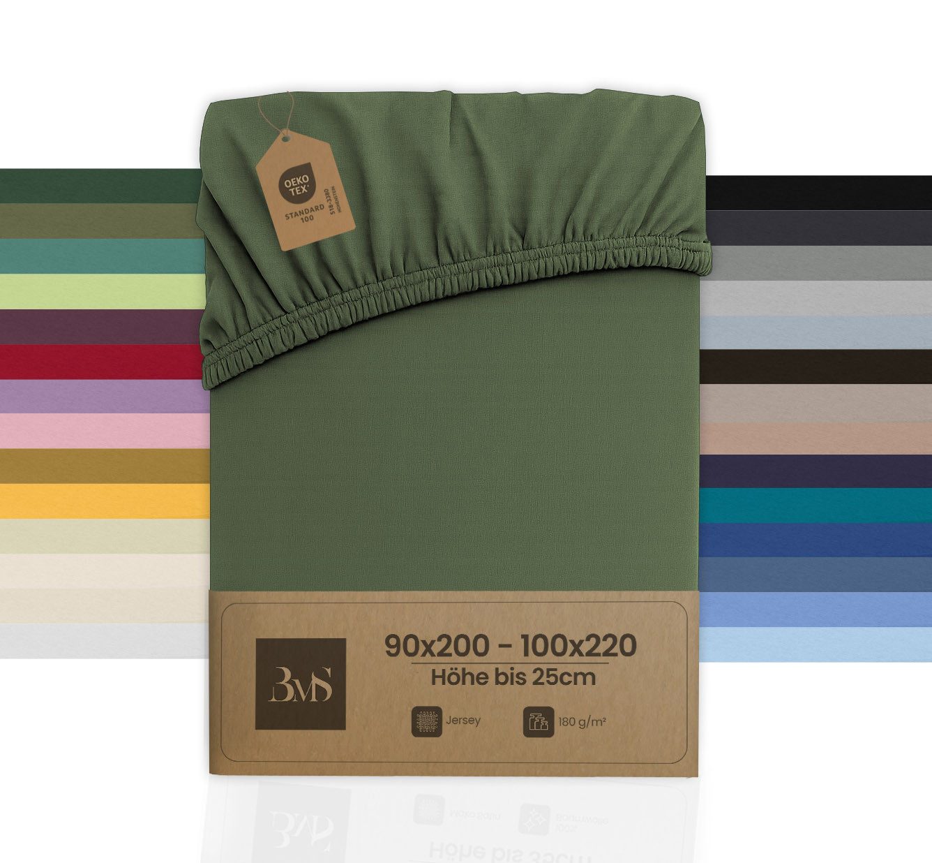 BETTWAESCHE-MIT-STIL Spannbettlaken Jersey Spannbettlaken, Matratzenhöhe bis 25cm, Jersey, Gummizug: rundum, (1 Stück), Rundumgummi, Familienbett