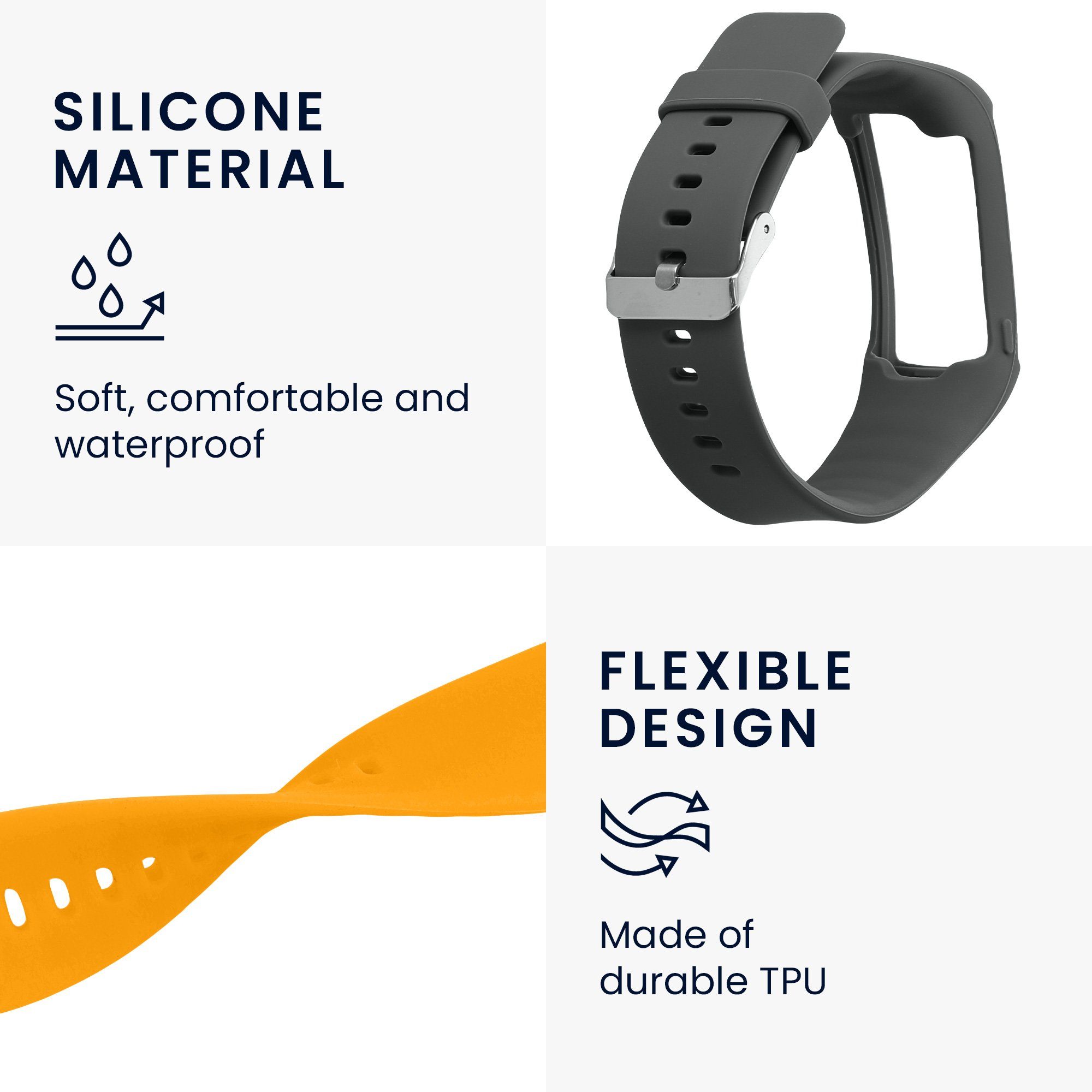 kwmobile Uhrenarmband 2x Uhrenarmband für Polar A360 / A370 Armband, Fitnesstracker Band Set aus TPU Silikon - Ersatzarmband Smartwatch