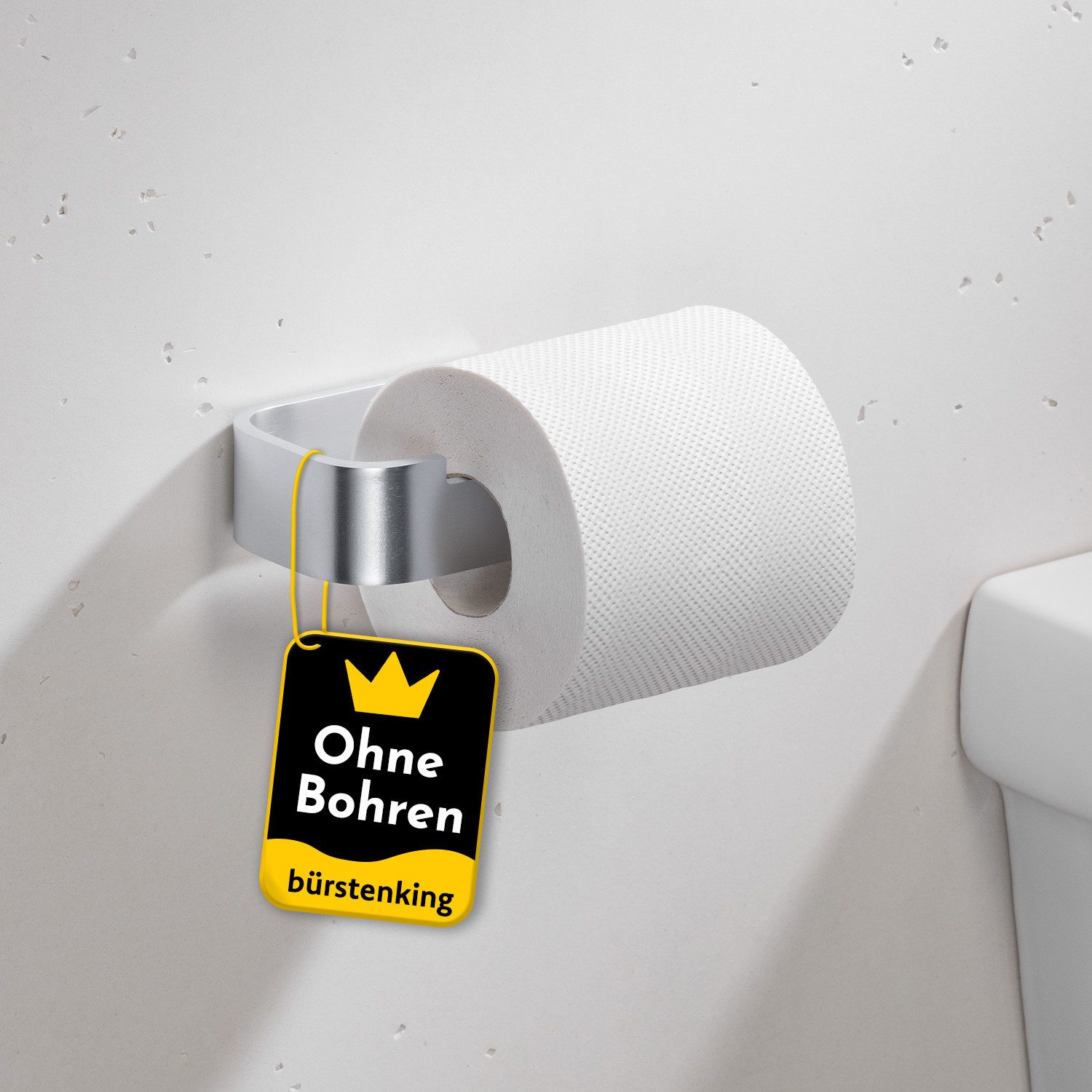 Bürstenking Toilettenpapierhalter ohne Bohren, Selbstklebender Klopapierhalter, WC-Rollenhalter, 3M-Kleber