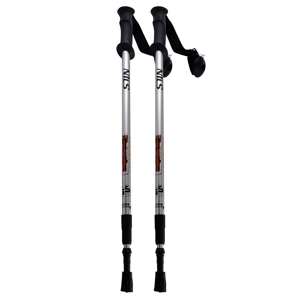 Nils Trekking-Stöcke Wanderstöcke Teleskopstöcke Nordic-Walking-Stöcke (Spar-Set, 2 St., 65-135 cm verstellbar), Anti-Schock-System, 3-teilig, 661 g, Teller wechselbar