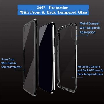 CoolGadget Handyhülle Metall Magnet Handy Case für Samsung Galaxy S21 Ultra 6,8 Zoll, Hülle 360 Grad Schutz Cover Gehärtetes Glas für Samsung S21 Ultra 5G