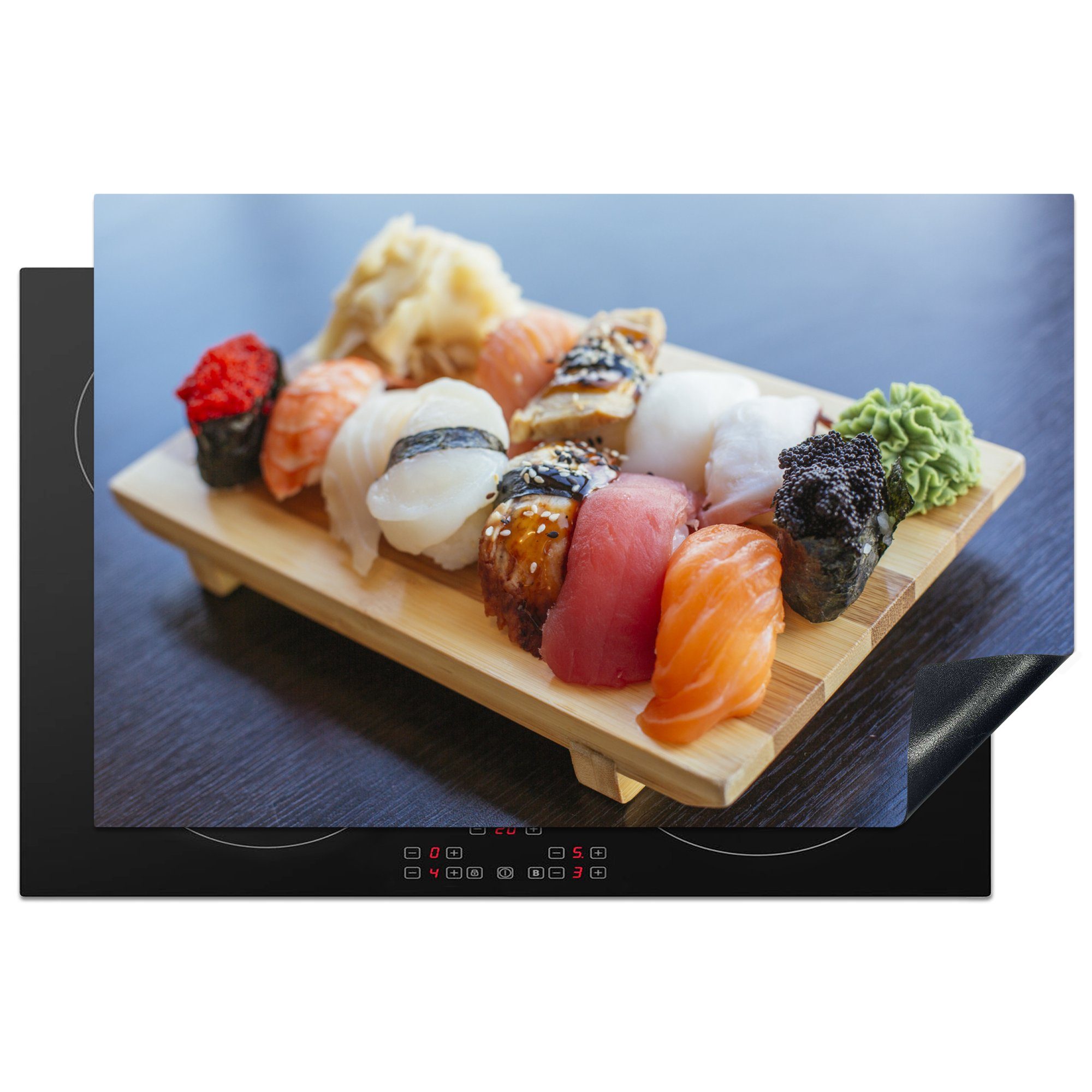 MuchoWow Herdblende-/Abdeckplatte Japanisches Sushi, Vinyl, (1 tlg), 81x52 cm, Induktionskochfeld Schutz für die küche, Ceranfeldabdeckung