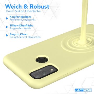 EAZY CASE Handyhülle Premium Silikon Case für Huawei P Smart (2020) 6,21 Zoll, Handycover Softcase Hülle Silikon mit Displayschutz kratzfest Gelb