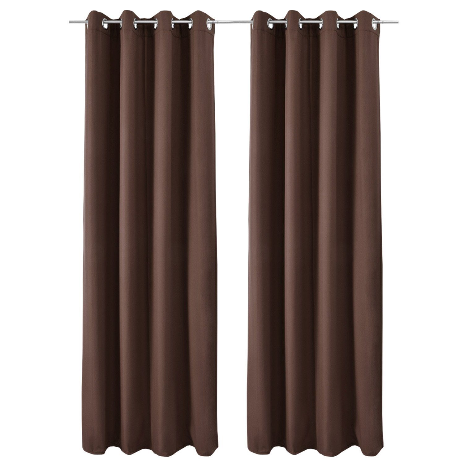 Beautissu Vorhang 2er Set Thermovorhang Gardine Braun Amelie TO, 140x245cm, Ösenvorhang isolierend Kälte- & Hitzeschutz Vorhang Wohnzimmer