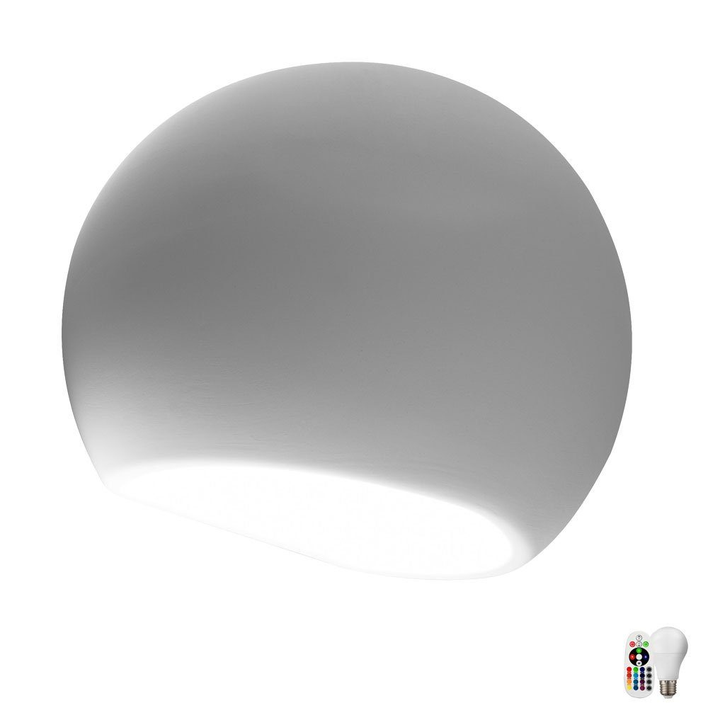 RGB LED Wand Lampe Ess Zimmer Fernbedienung Dimmer Keramik Leuchte bemalbar 