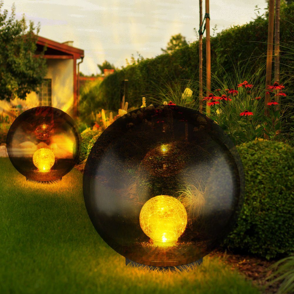 verbaut, Garten Gartenleuchte, etc-shop Solarleuchten fest Gartenleuchten Solar für LED Warmweiß, Kugel rund LED-Leuchtmittel Kugel den