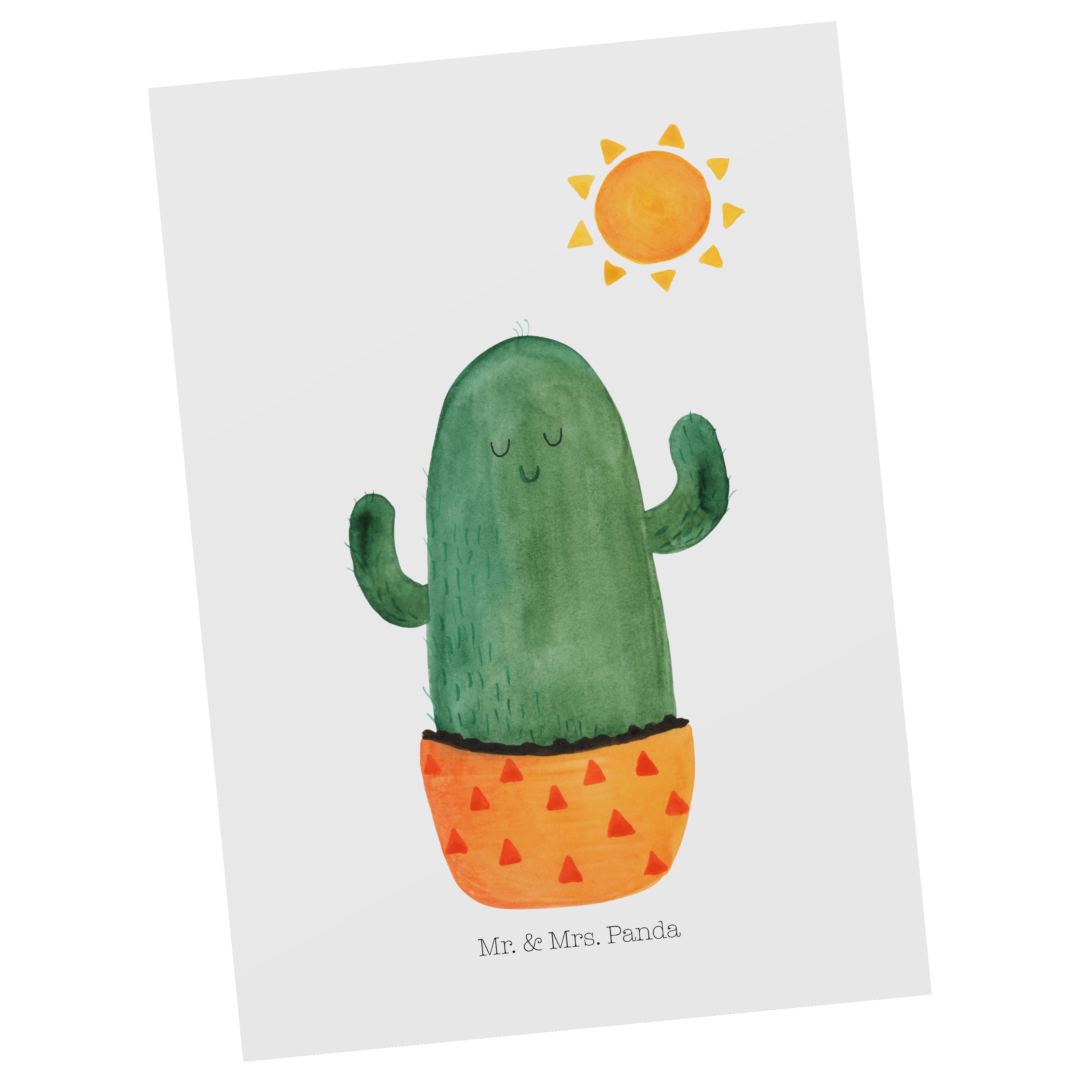 Mr. & Mrs. Panda Postkarte Kaktus Sonnenanbeter - Weiß - Geschenk, Geschenkkarte, Grußkarte, Glü