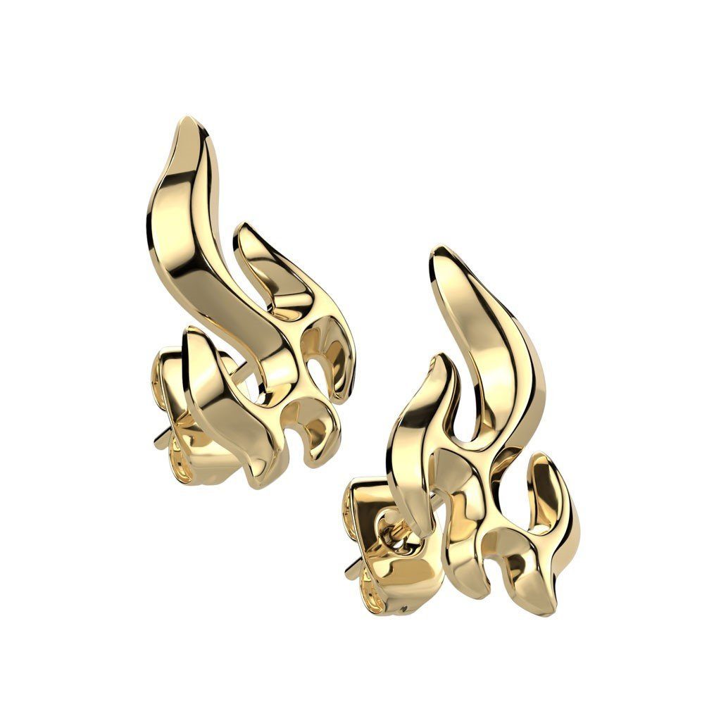 Ohrring-Set Ohrstecker Flamme verschiedene Varianten aus Edelstahl Unisex gold