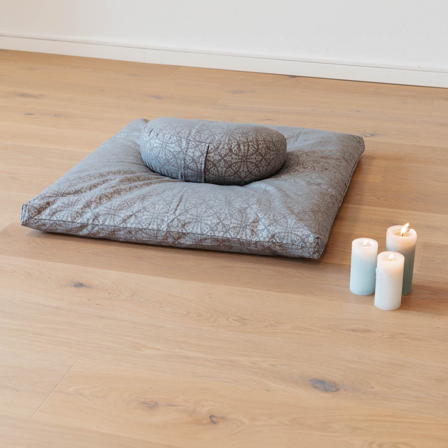bodhi Meditationskissen Meditations-Set: Meditationskissen + Zabuton, Raja, taupe/silber