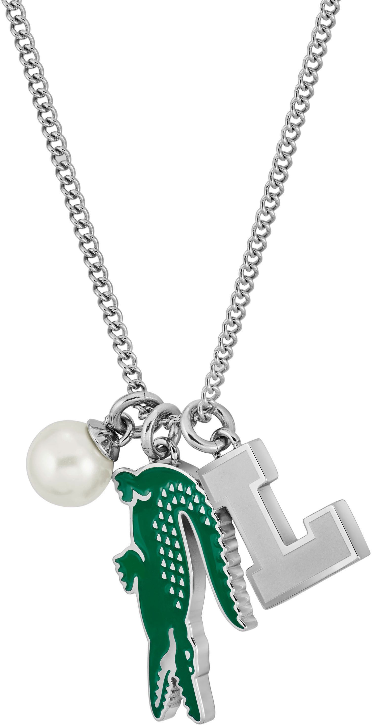 Lacoste Kette mit Anhänger UMPIRE, mit Perle (imitiert) und Emaille