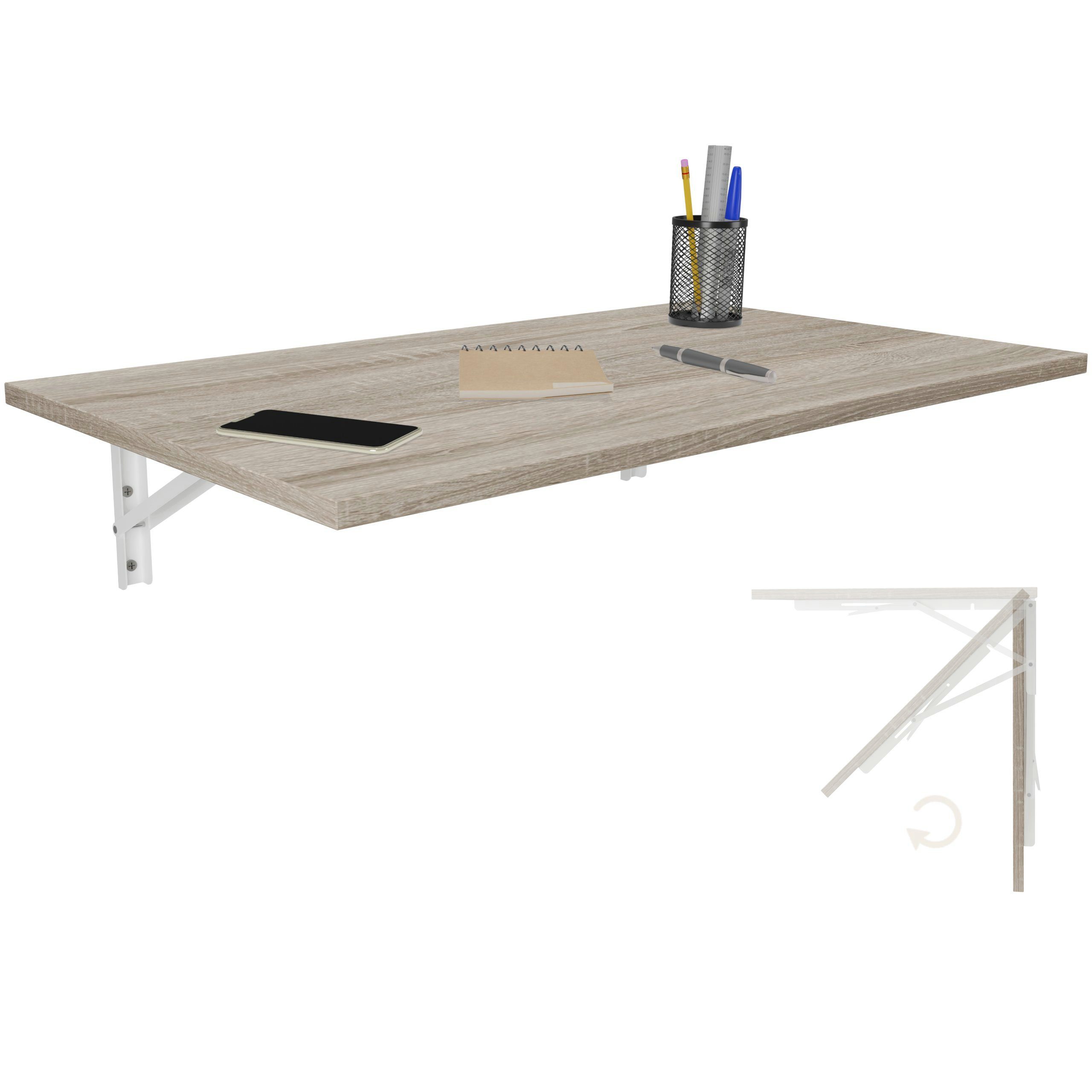 KDR Produktgestaltung Klapptisch 80x50 Wandklapptisch Esstisch Küchentisch Schreibtisch Wand Tisch, Sonoma Eiche