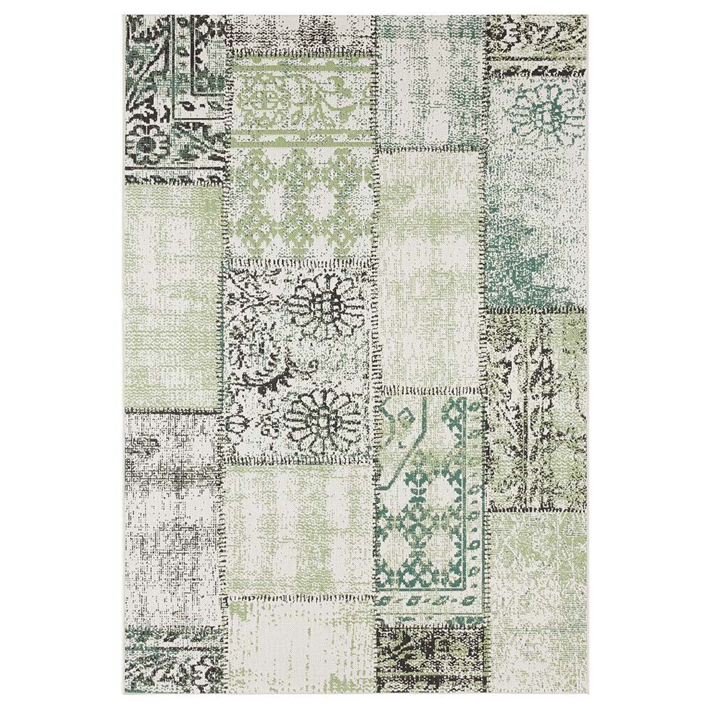 NORTHRUGS Teppich In- & Outdoor Teppich Symi Grün Creme Schwarz, rechteckig, Höhe: 8 mm