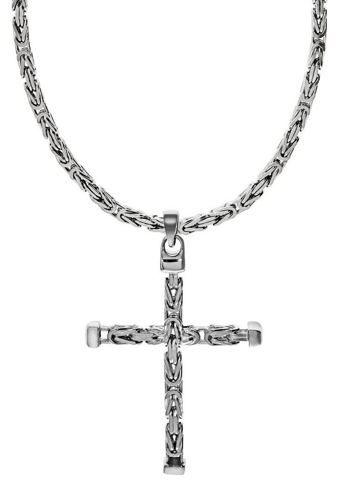 Firetti Kette mit Anhänger Schmuck Geschenk Silber 925 Halsschmuck Halskette  4-kant Königskette, zu Hoodie, Shirt, Jeans, Sneaker! Anlass Geburtstag  Weihnachten, Symbolträchtiger Anhänger »Kreuz« lässt Kette zum Blickfang  werden