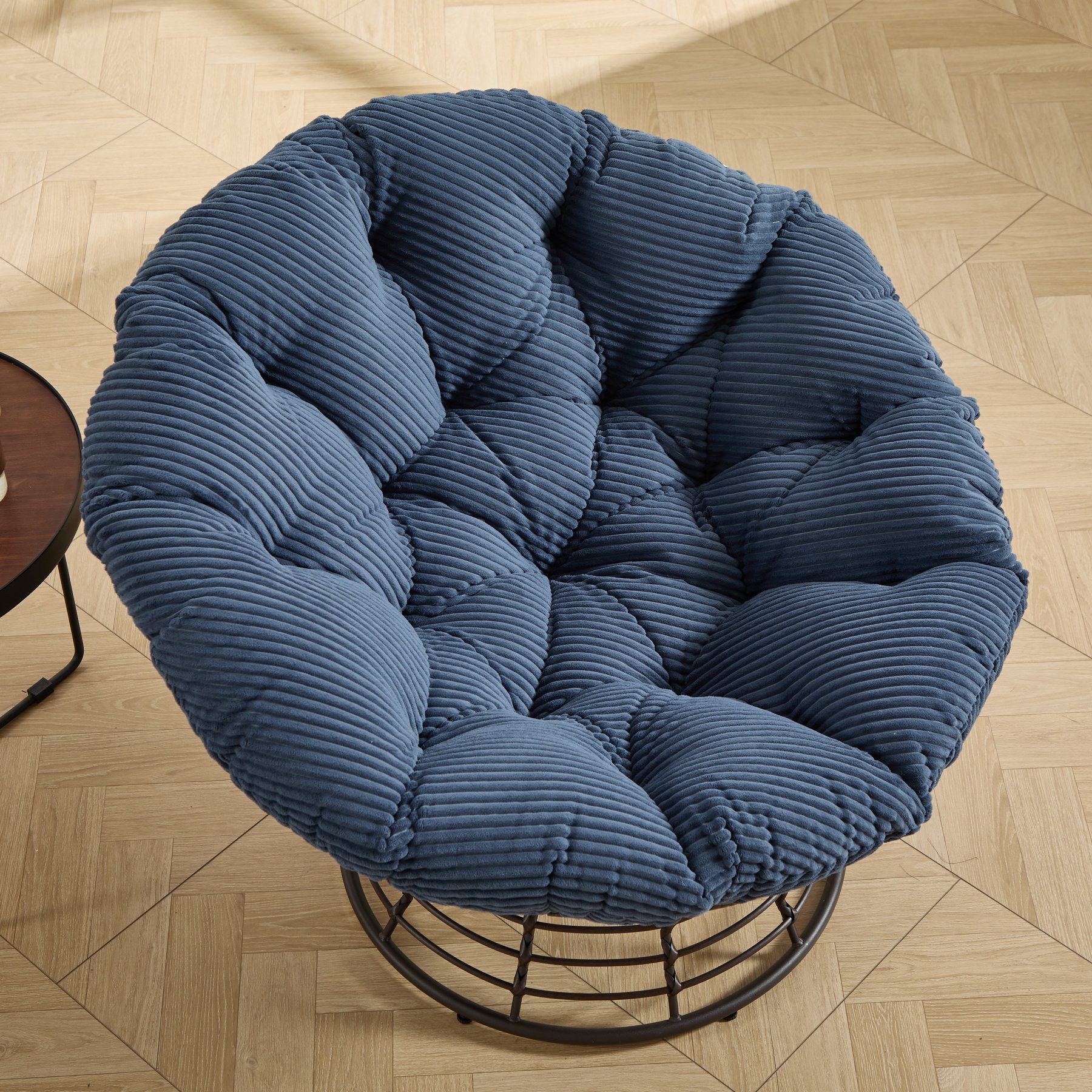 Odikalo Chaiselongue Relaxsessel Gartenstühle Gartenliege Sonnenliege mit schlaffunktion, Komfortabler ergonomischer Papasan-Sessel aus Korbgeflecht–um 360° drehbarer Rattan-Sessel für Innen-und Außenbereiche mit weichem dickem Polster ideal für Wohn- Schlaf-und Lesezimmer (braunes Gestell mit beigem Polster)