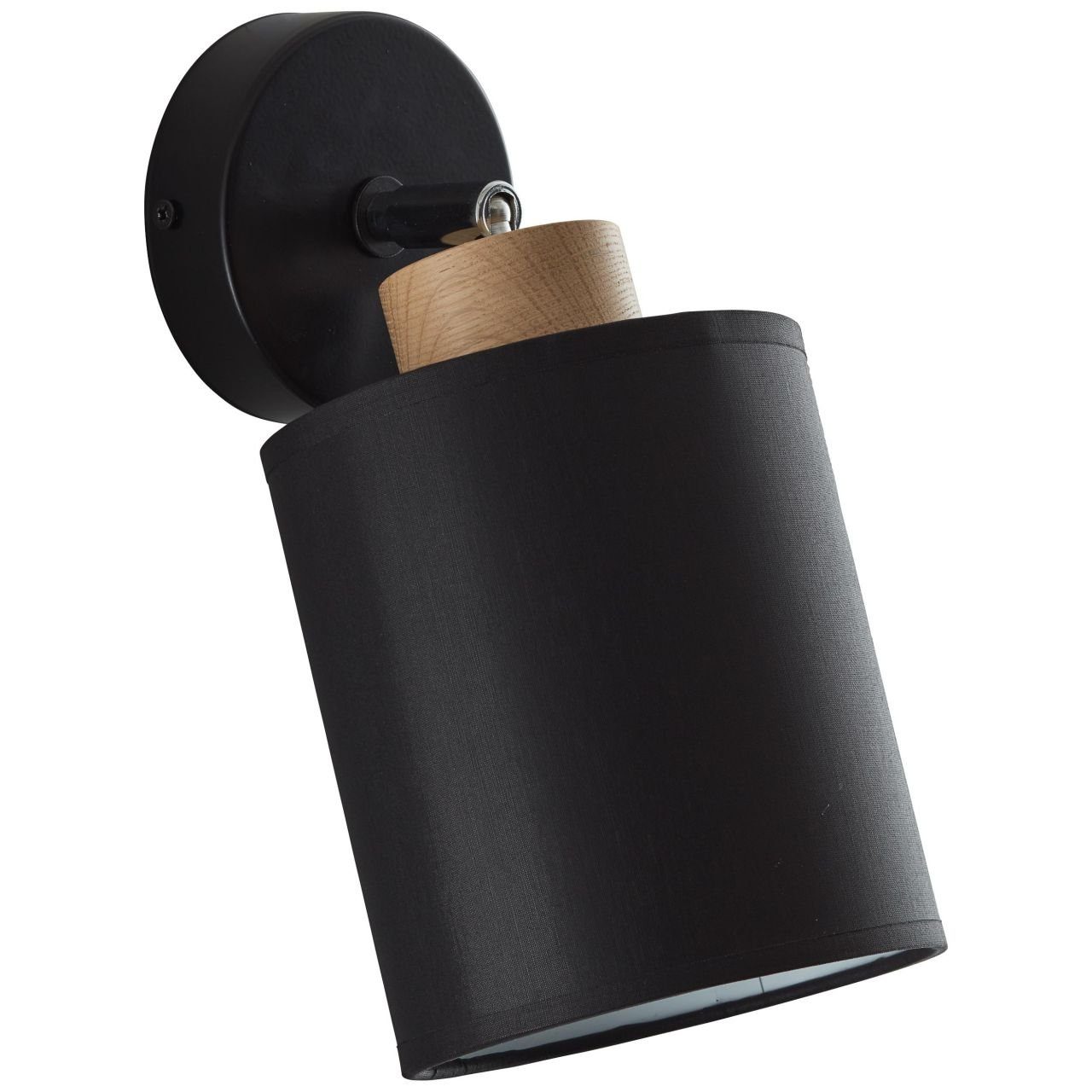 Vonnie Lampe, 1x Wandleuchte Brilliant Metall/Holz/Textil, schwarz/holzfarbend, A60 Vonnie, Wandspot