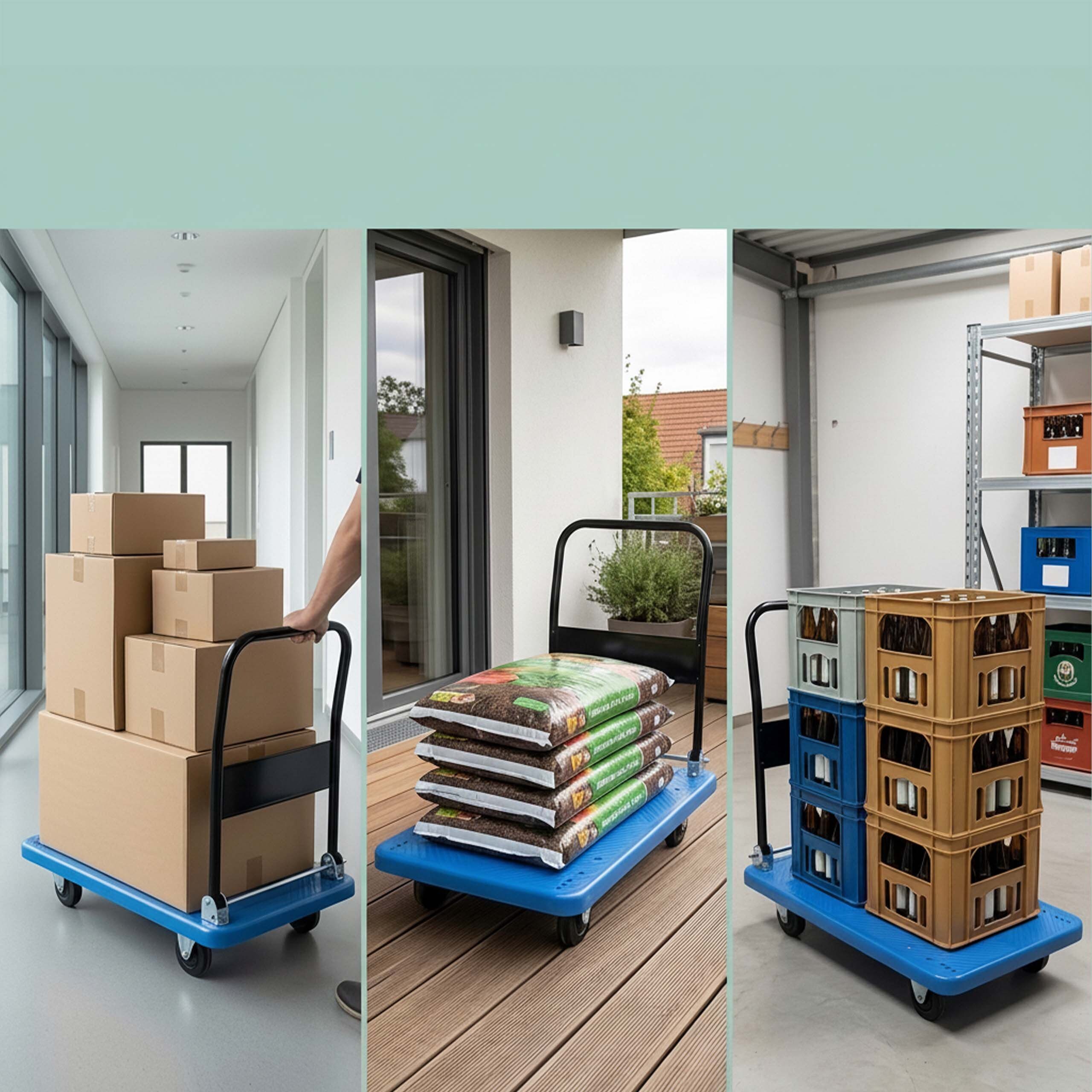 relaxdays Transportwagen klappbar 300 kg, blau