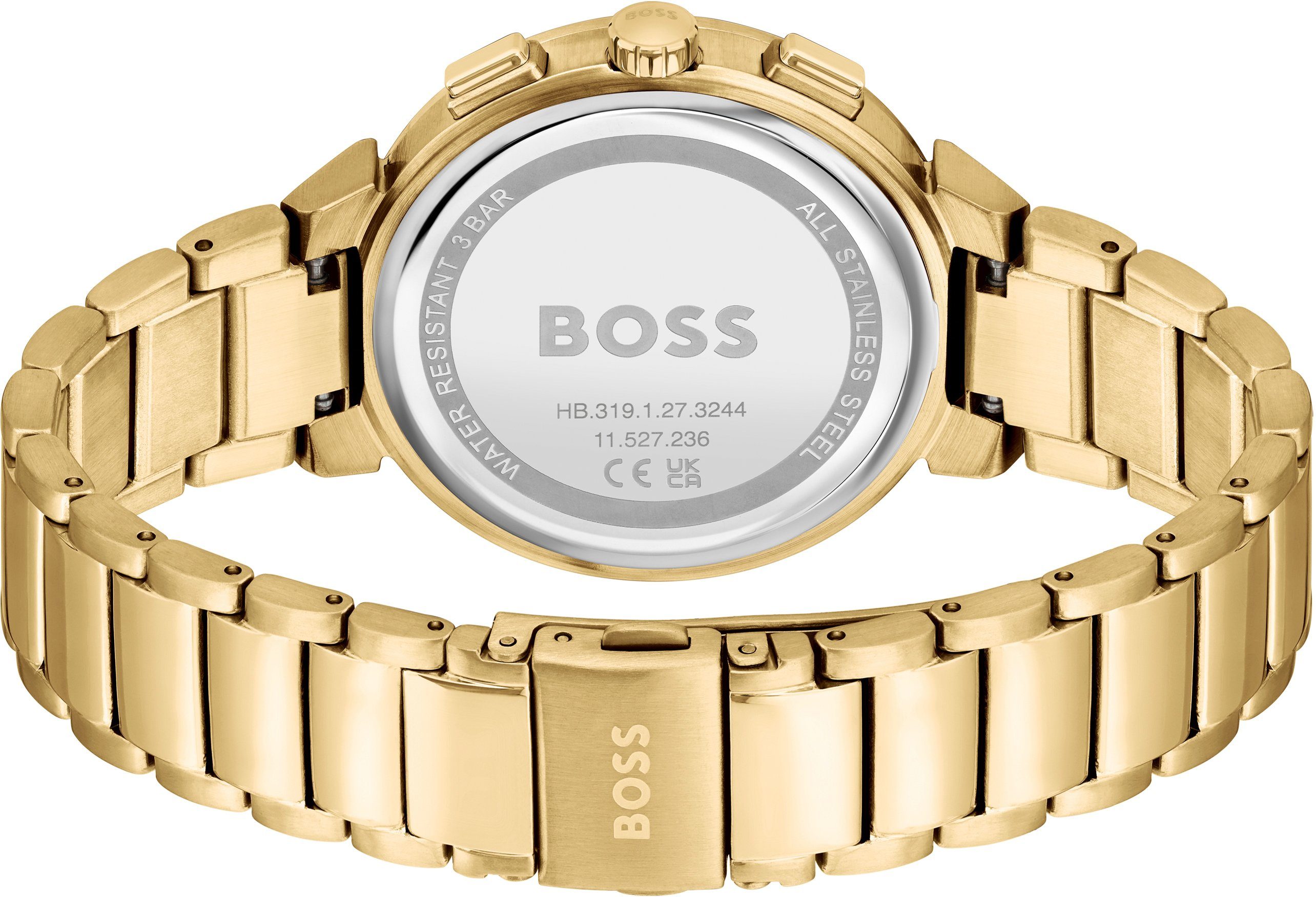 BOSS Multifunktionsuhr ONE 1502679, Quarzuhr, Damenuhr, Armbanduhr, Glaskristalle, Edelstahlarmband