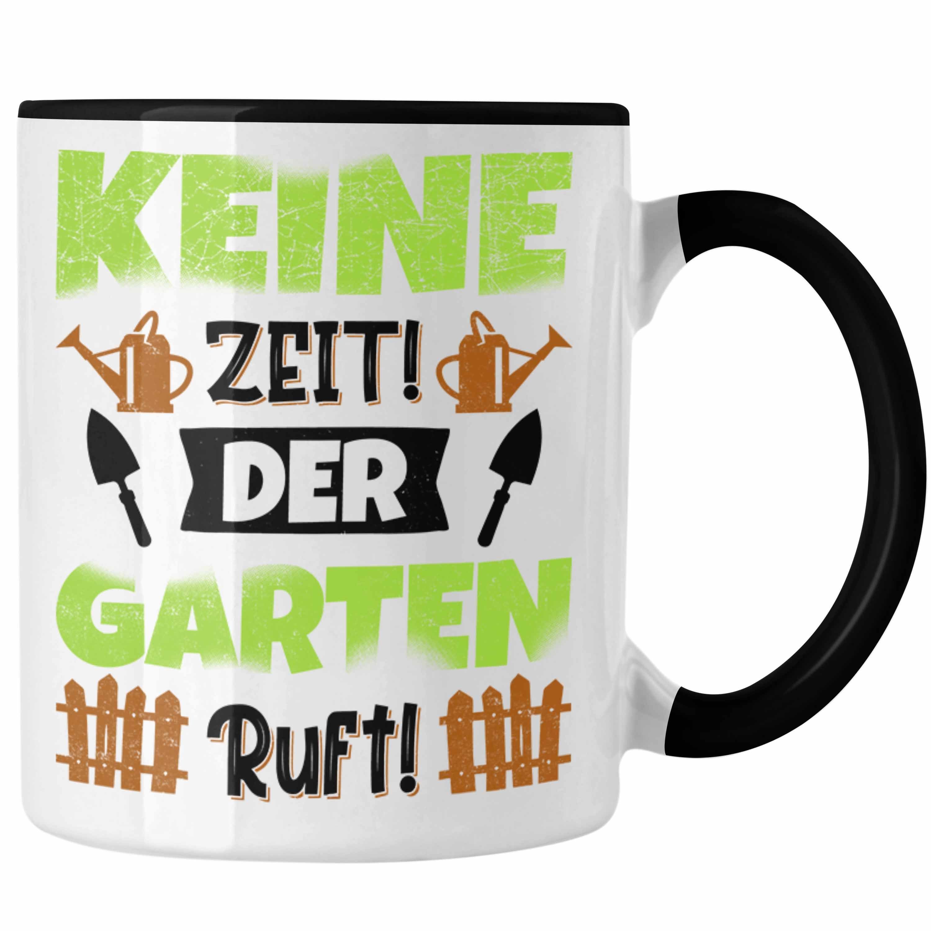 Trendation Tasse Trendation - Gärtner Tasse Geschenk Spruch Garten Becher Kaffeetasse für Hobbygärtner Garten Schwarz