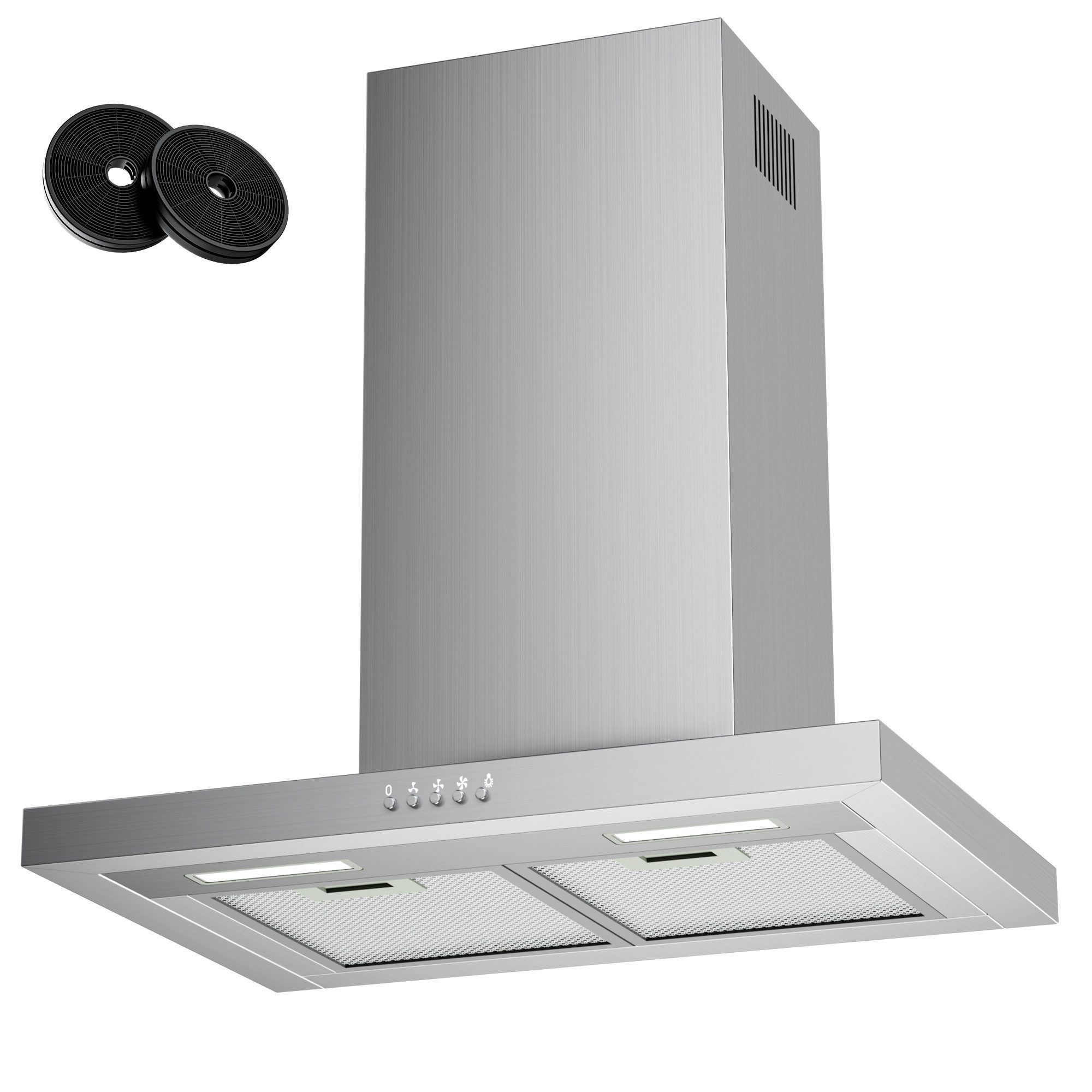 Levivo Wandhaube A++ Dunstabzugshaube 60cm Umluft & Abluft mit 380 m³/h Aktivkohlefiltern, Fettfiltern, LED-Beleuchtung