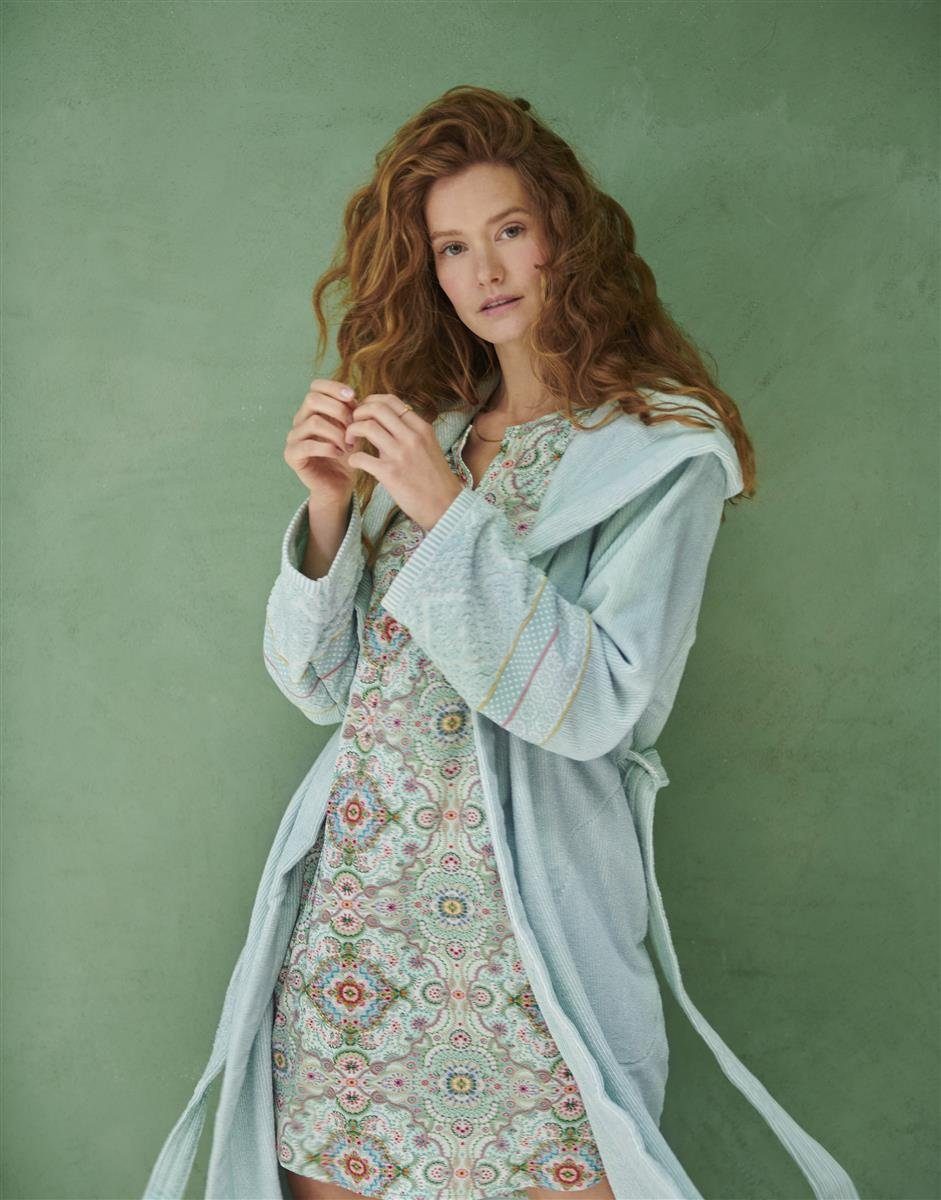 PiP Studio Bademantel Soft Zellige Bathrobe Blue L Blau 100% Cotton, terry, 450 GSM L 1, Bademantel Damen und Herren Morgenmantel Frottee