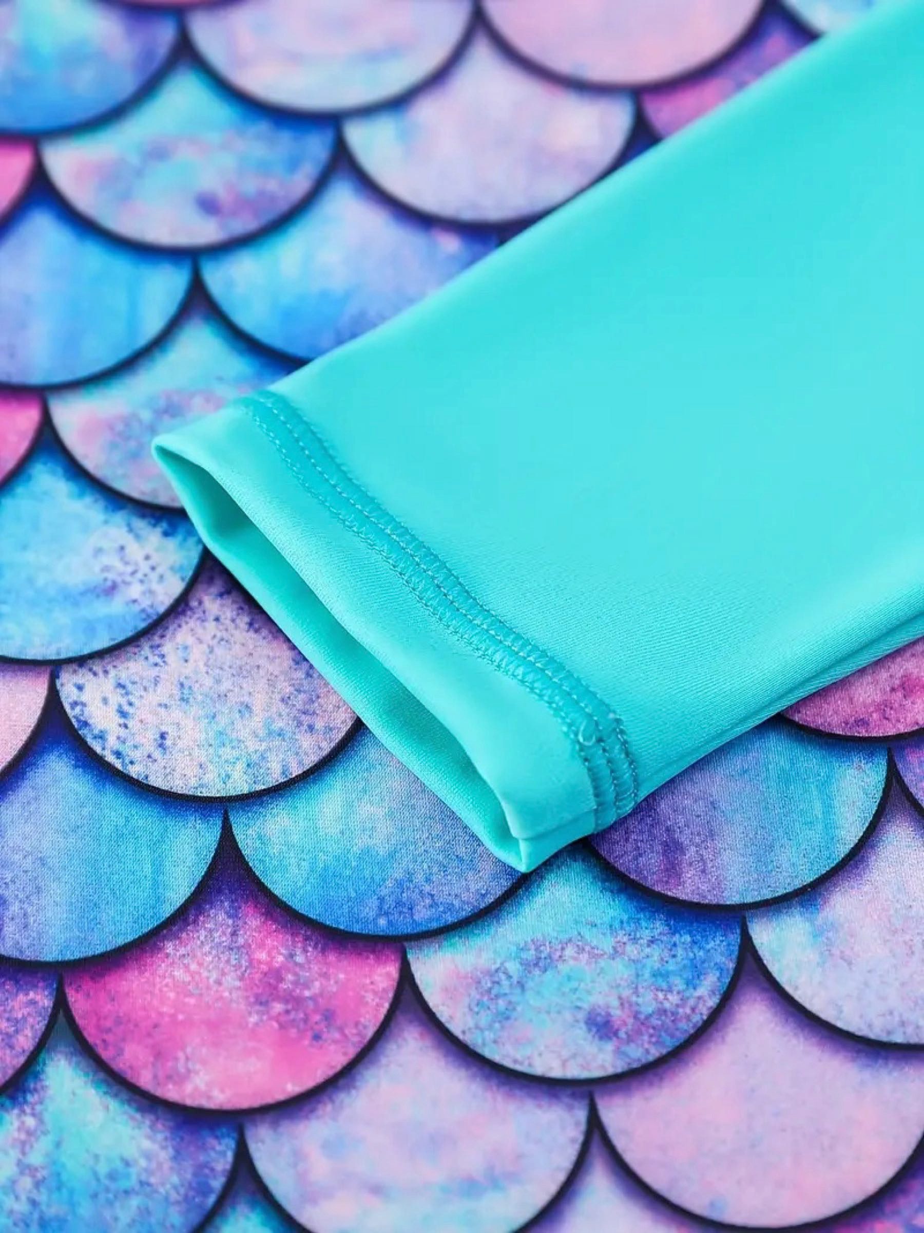 Corimori Badeanzug Langarm Rock Mädchen Badeanzug Meerjungfrau Design (Geschenk, 2-St., Packung) UV Schutz, Sommer, Strandmode für Mädchen